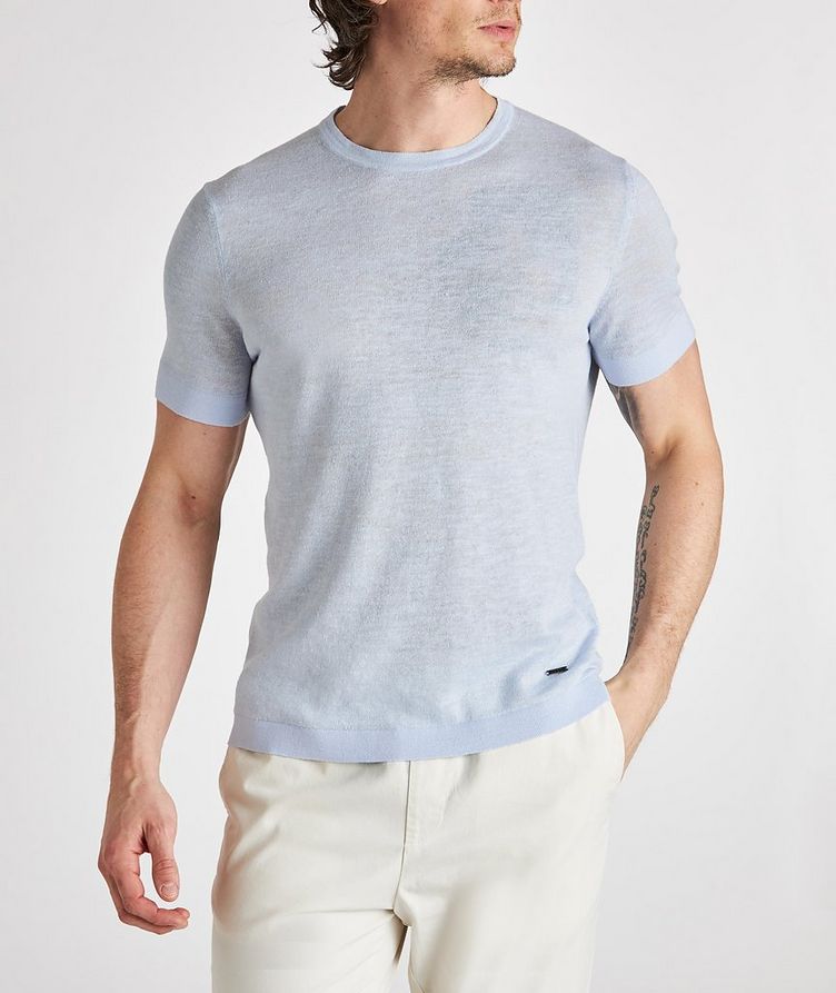 Linen-Cotton Blend Knit Crew Neck T-Shirt image 1
