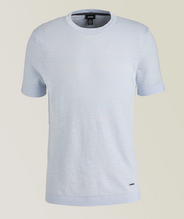 Linen-Cotton Blend Knit Crew Neck T-Shirt image 0