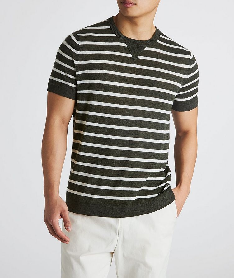 Striped Linen  Blend T-Shirt image 1