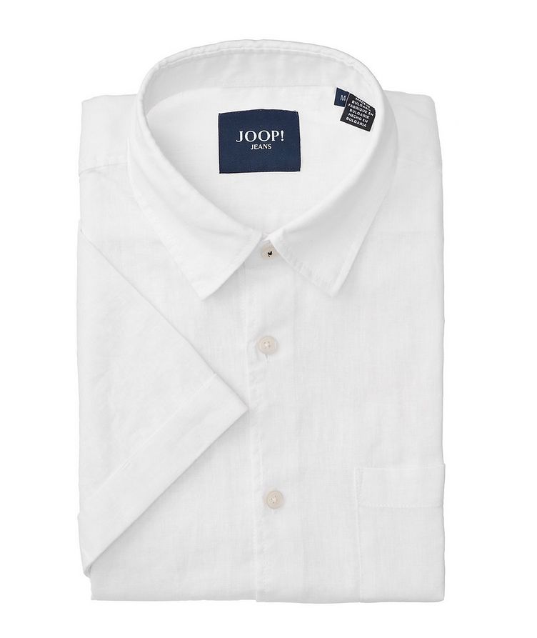 Short-Sleeve Patch Pocket Linen-Cotton Sport Shirt image 0
