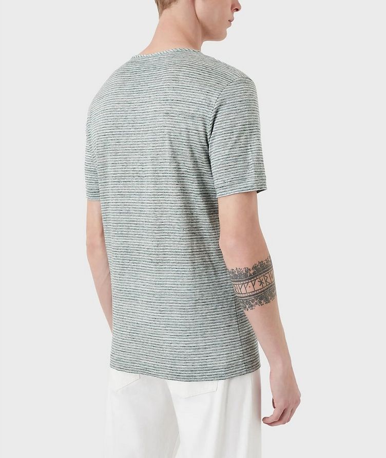 Linen T-Shirt with Jacquard Stripes image 2