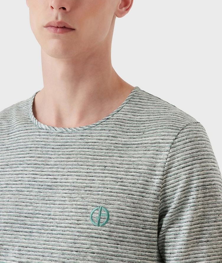 Linen T-Shirt with Jacquard Stripes image 3