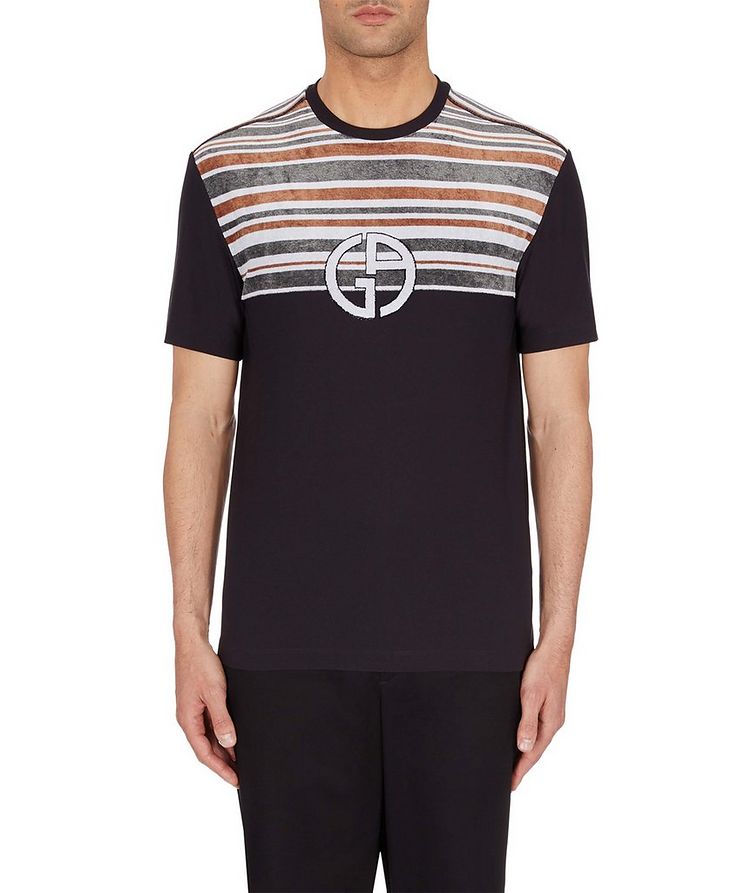 Jersey T-shirt with Striped Jacquard Insert image 2