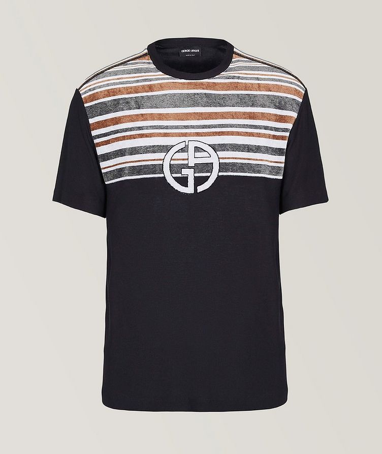 Jersey T-shirt with Striped Jacquard Insert image 0
