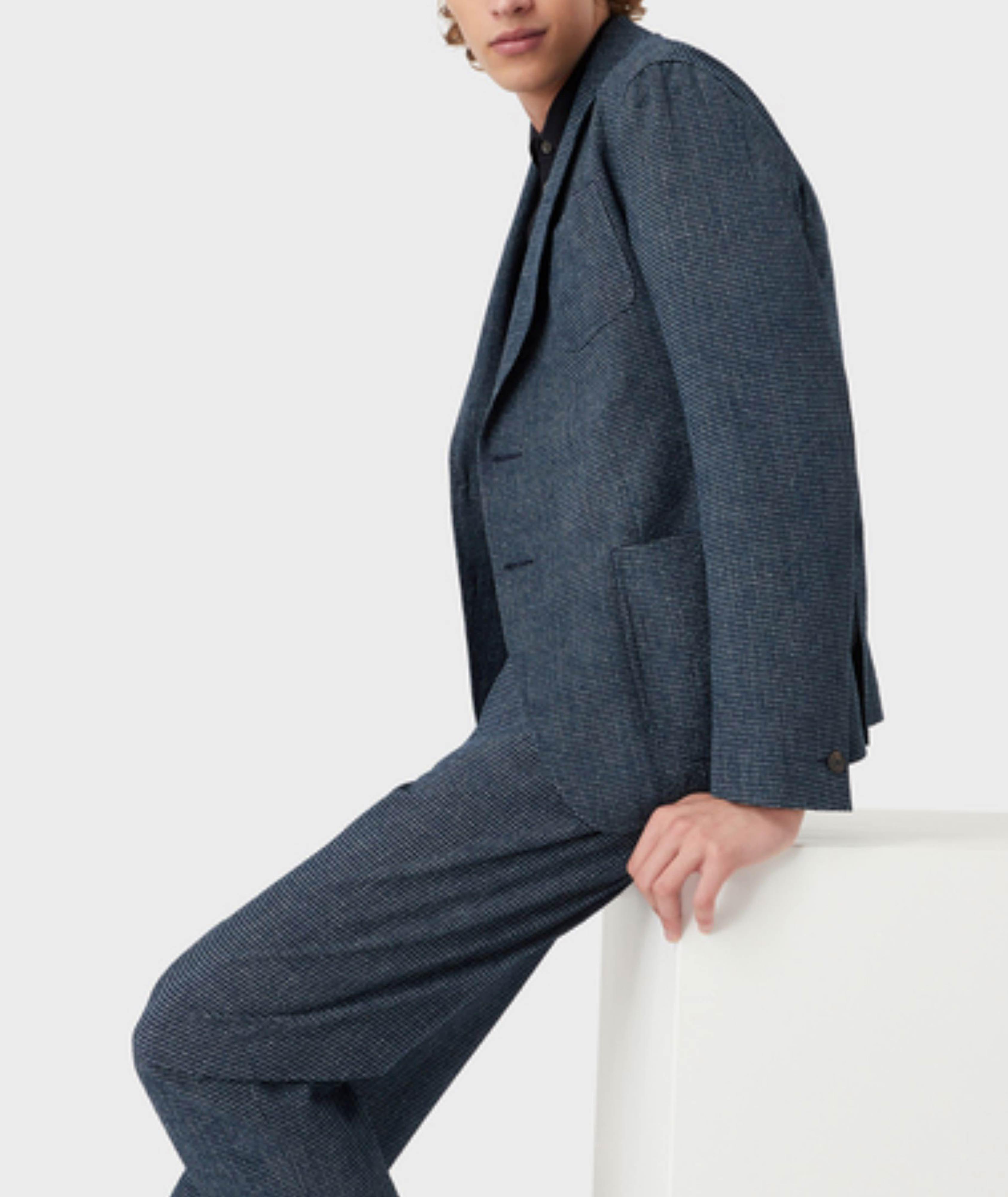 Micro-checked Technical Seersucker Trousers image 4