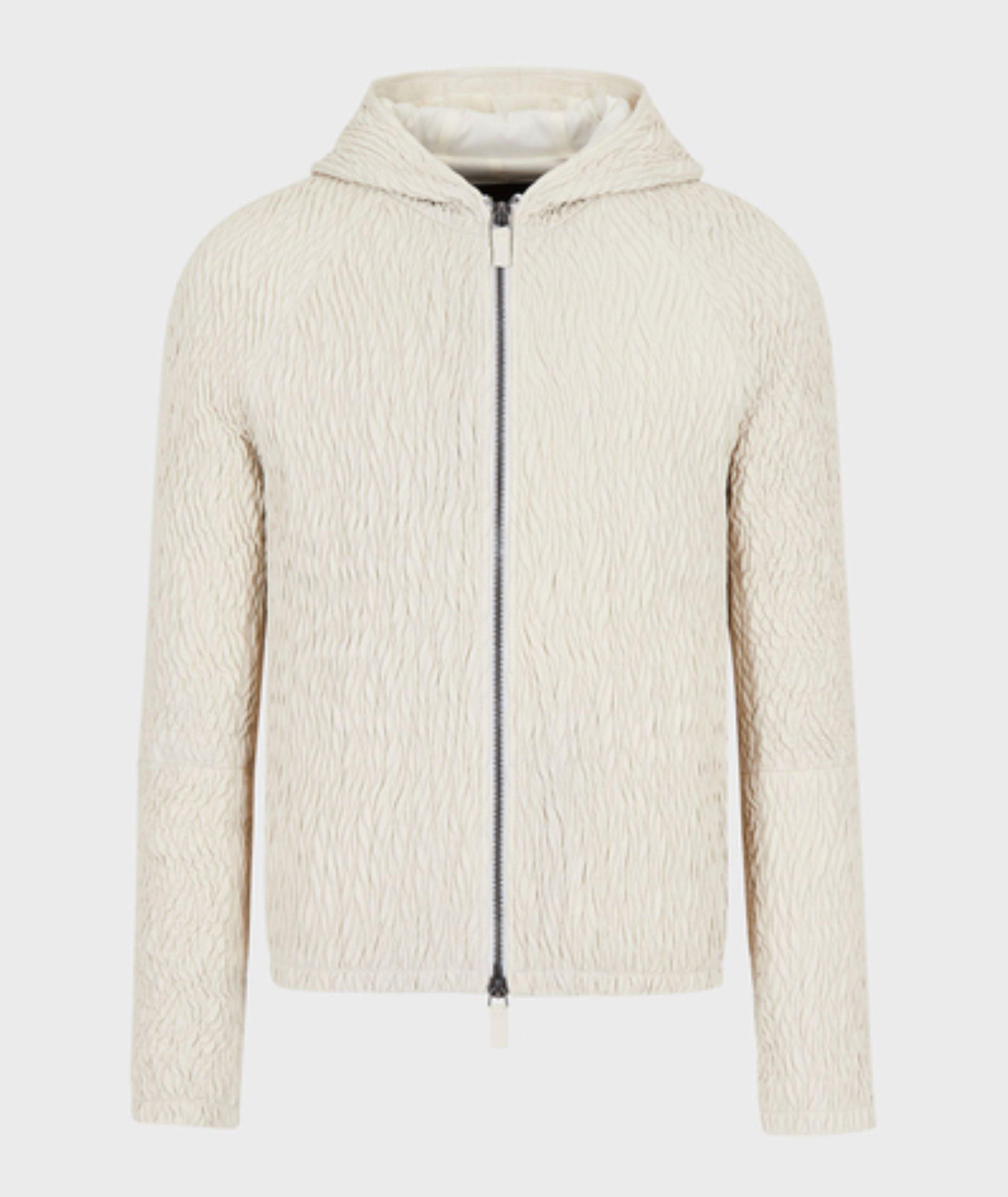 Textured Full-Zip Hooded Sweater image 0