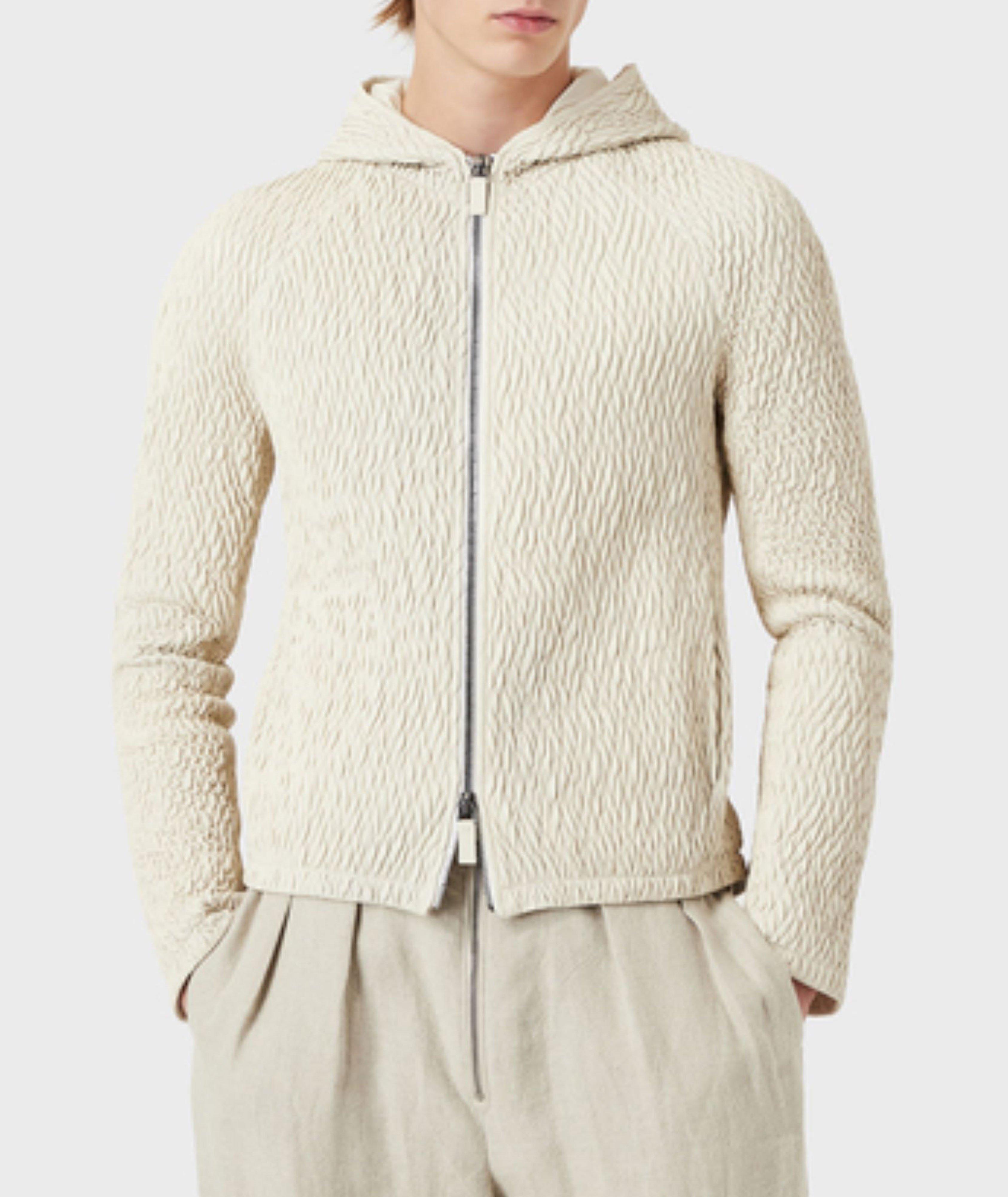 Textured Full-Zip Hooded Sweater image 1