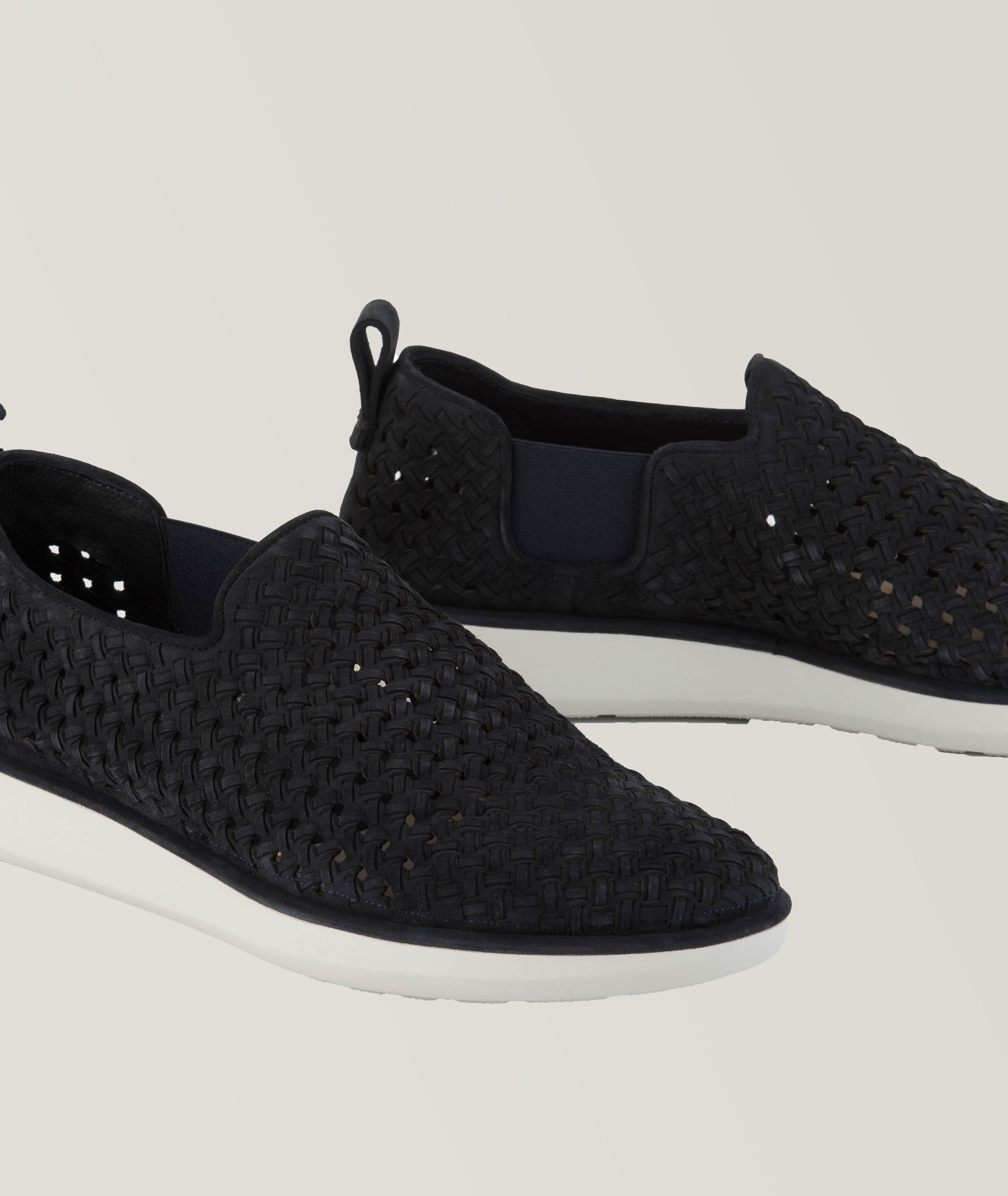 Woven leather deals slip on sneakers