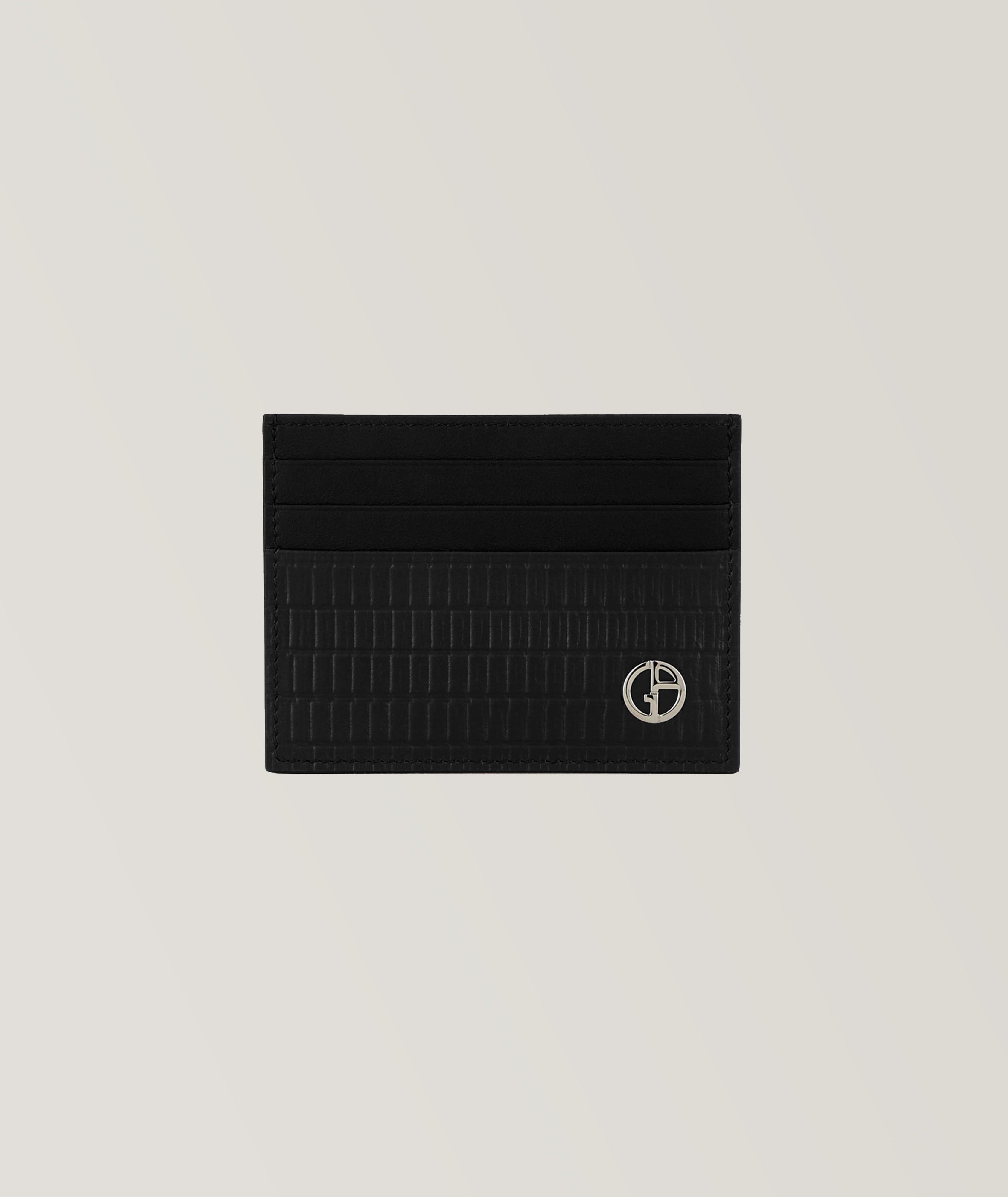 Reed-print Calfskin Logo Card Holder image 0