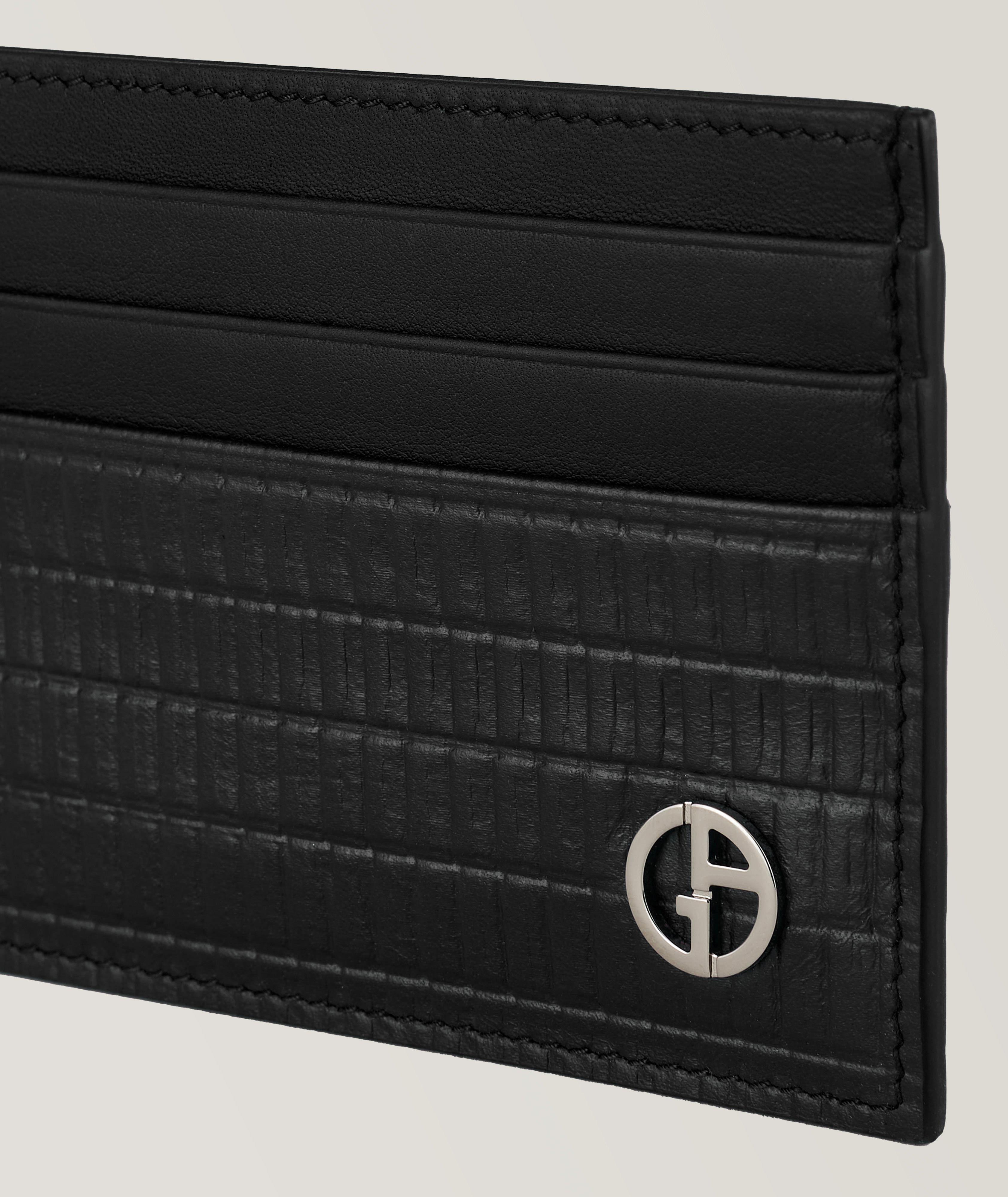 Reed-print Calfskin Logo Card Holder image 2