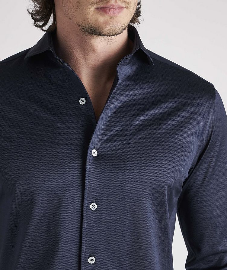 Contemporary-Fit Herringbone Jersey Cotton Shirt image 4