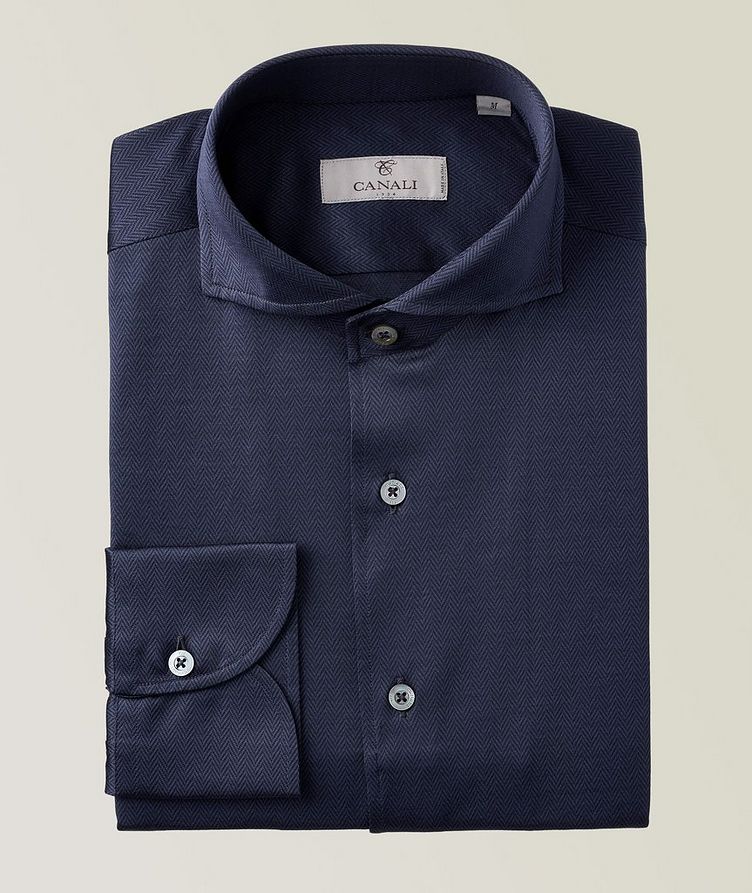 Contemporary-Fit Herringbone Jersey Cotton Shirt image 0