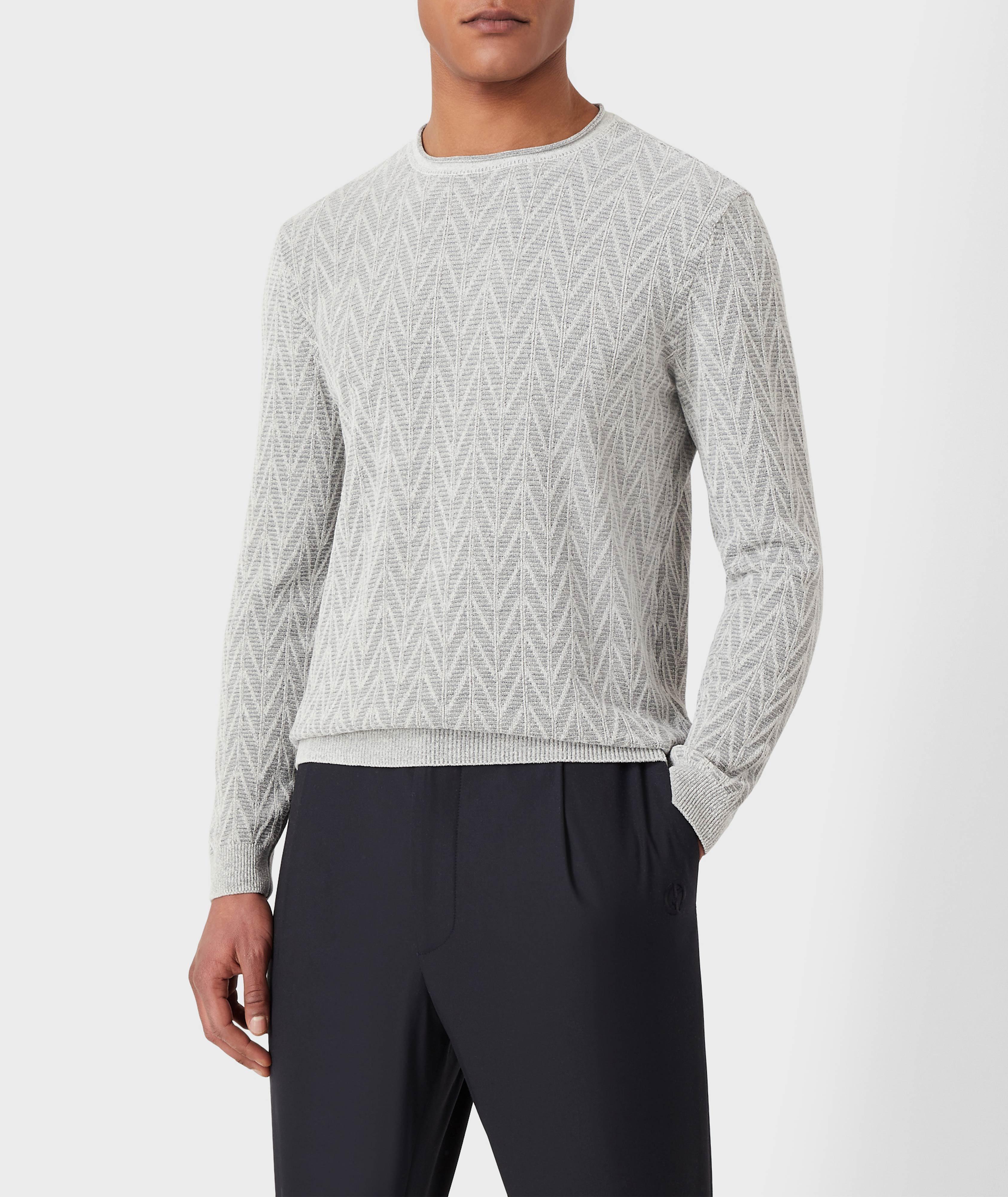 Virgin-wool sweater with two-tone monogram jacquard