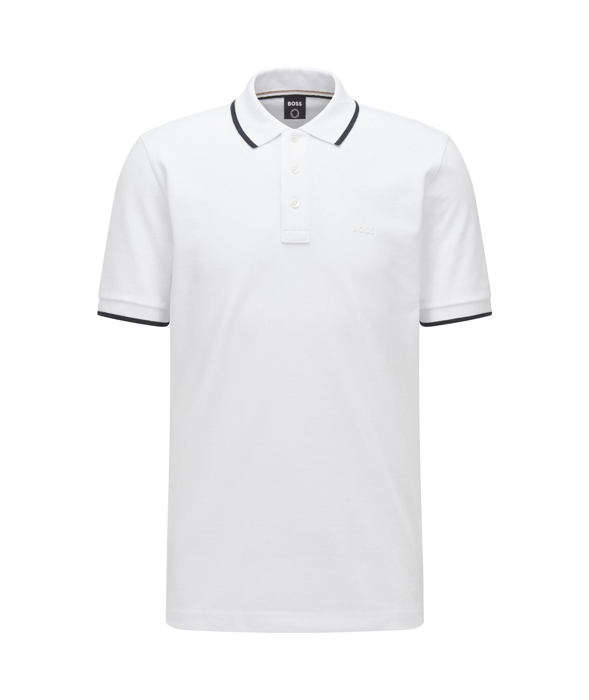 Polo en mélange de coton à détails contrastants image 0