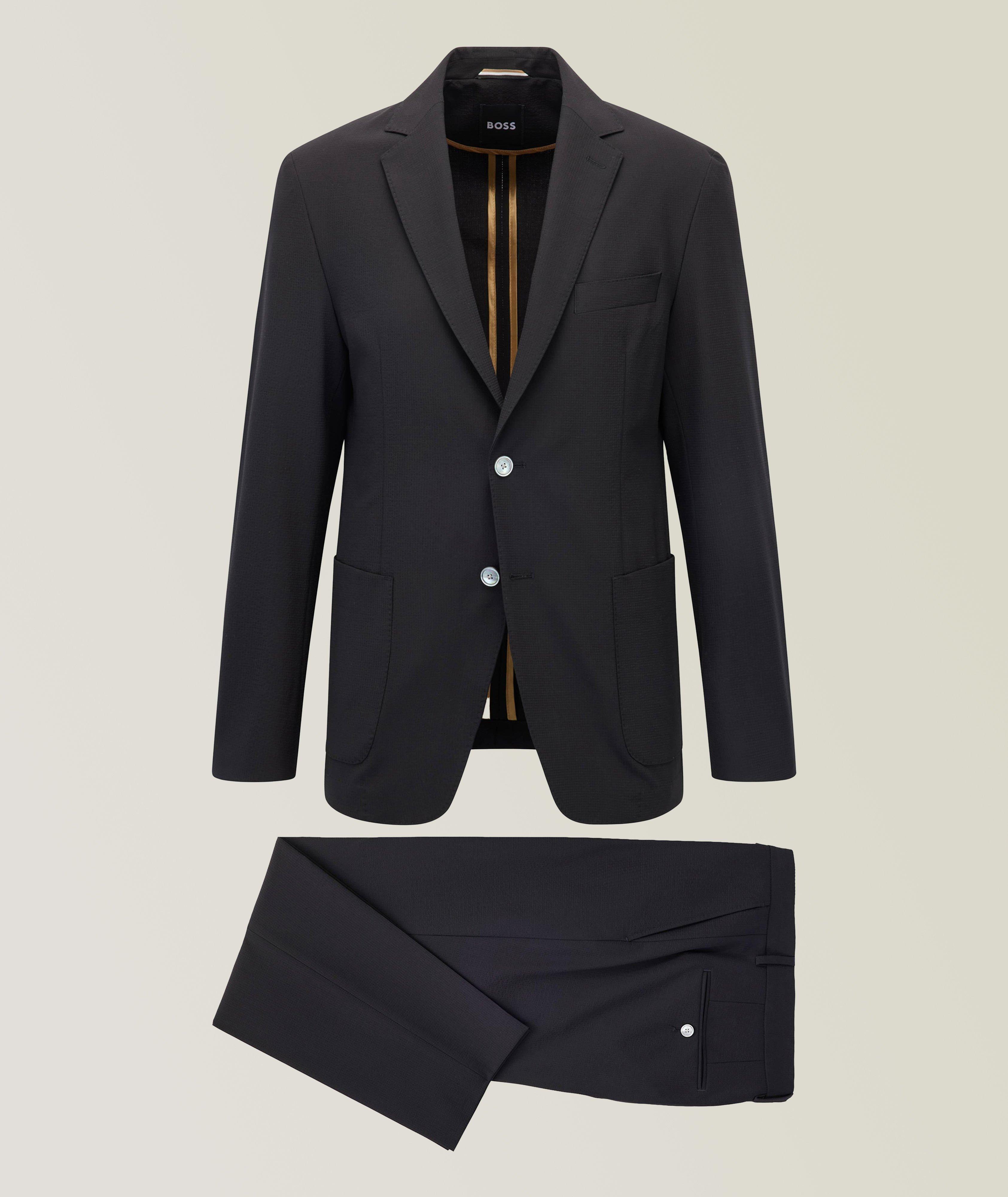 Slim-Fit Suit In Stretch Seersucker Fabric  image 0