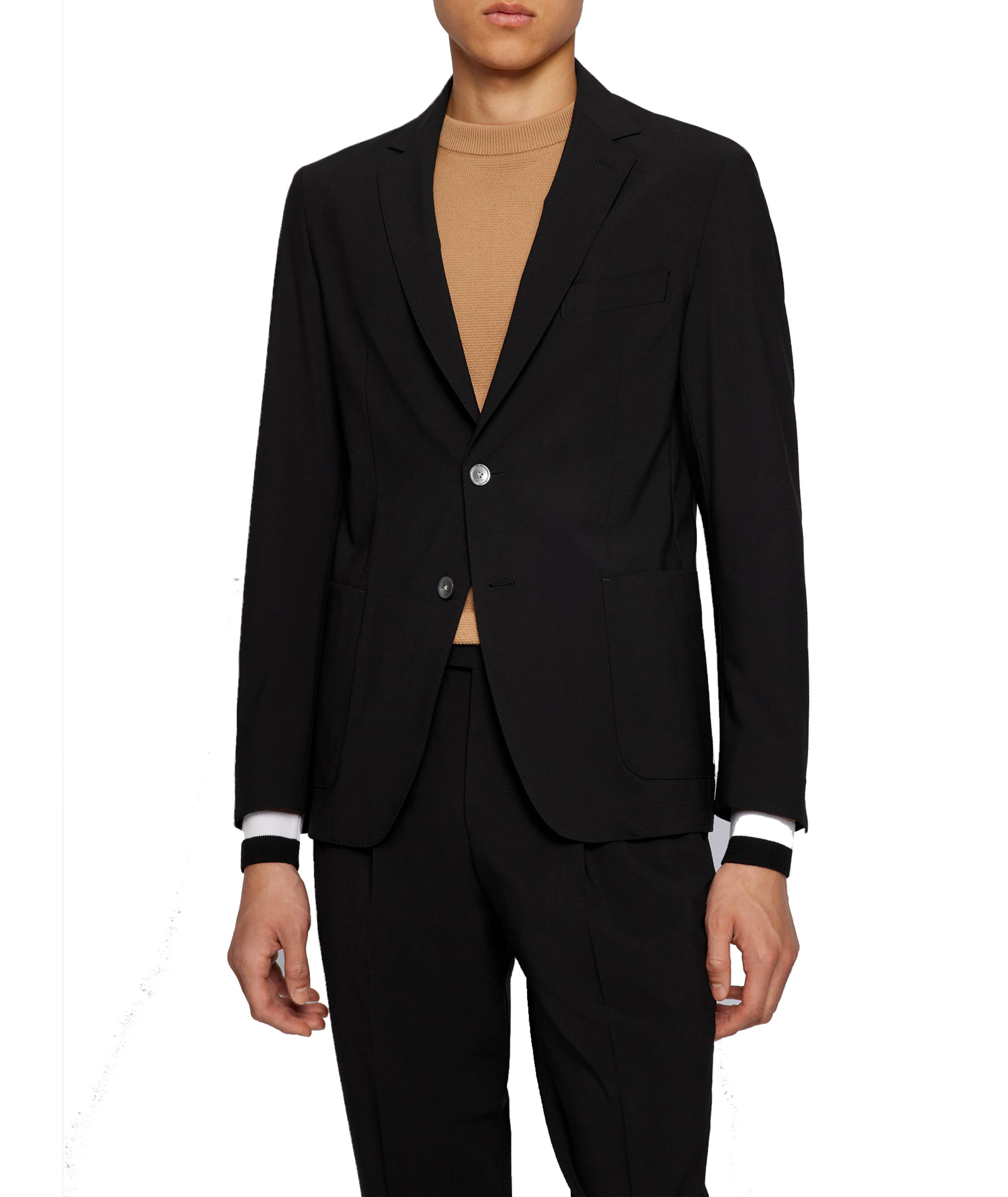 BOSS SlimFit Suit In Stretch Seersucker Fabric Suits Harry Rosen