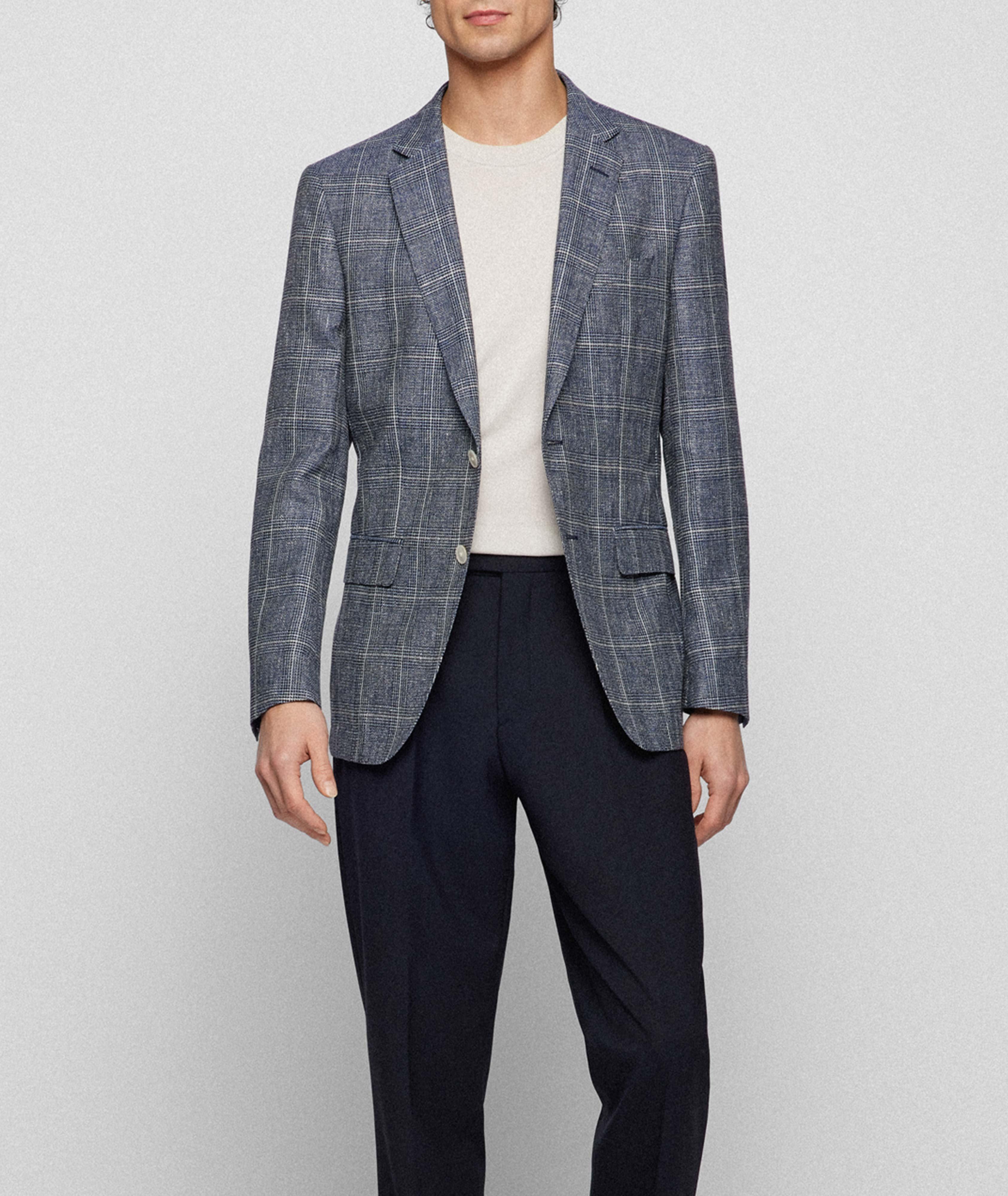 Slim-Fit Wool Linen Check Sports Jacket image 1