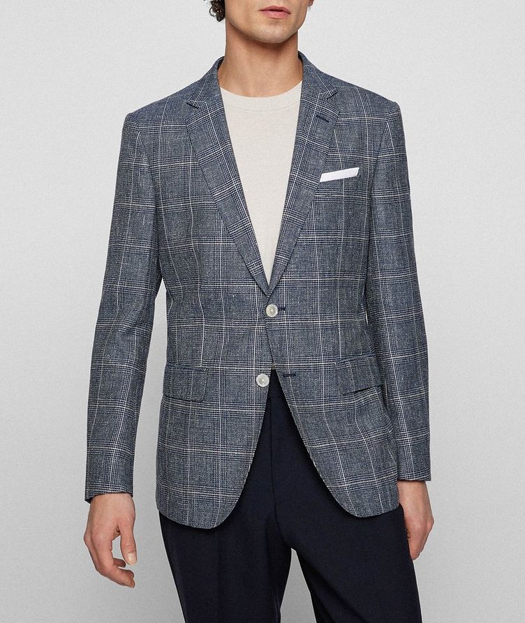 Slim-Fit Wool Linen Check Sports Jacket image 4