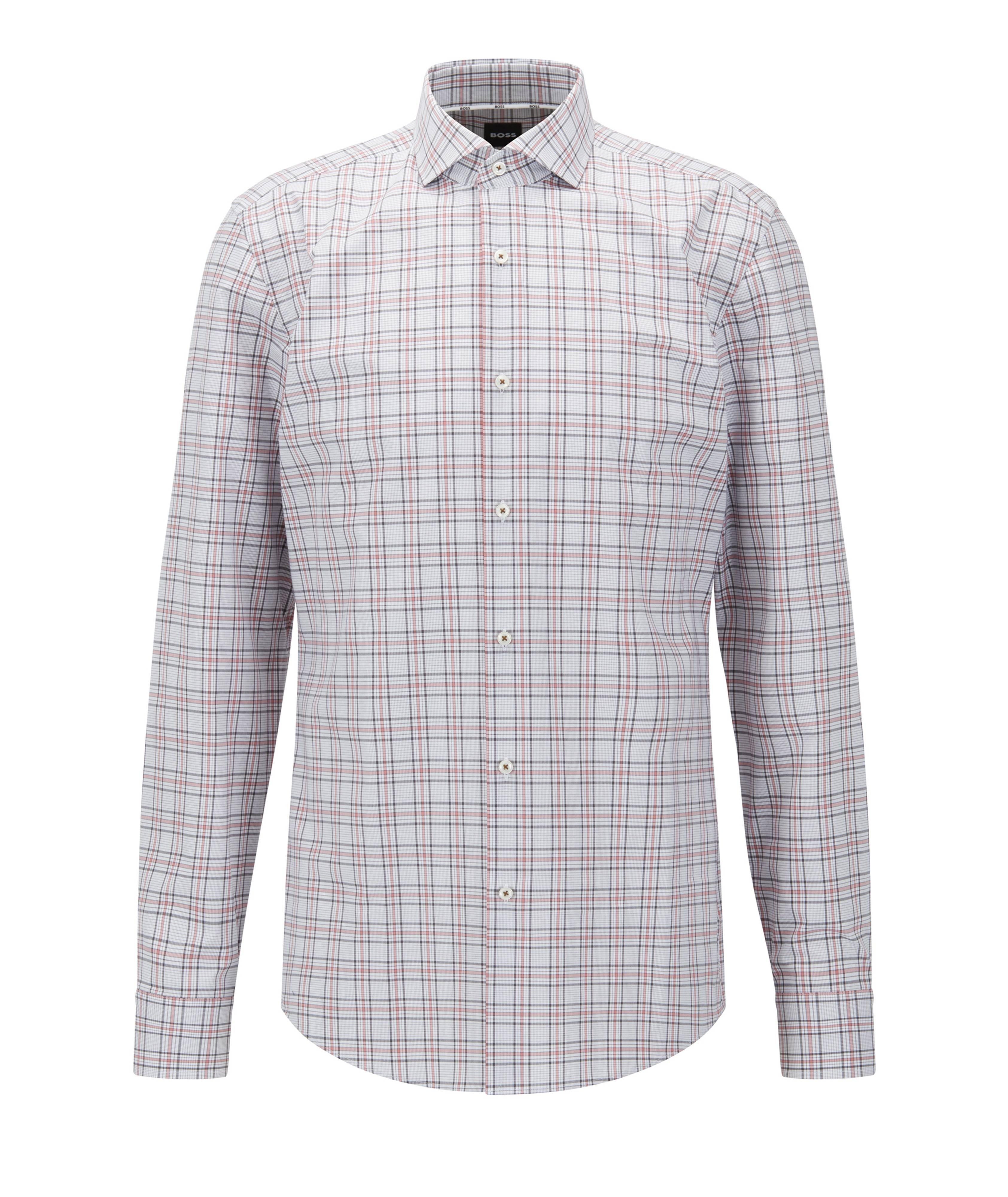 Chemise habillée en coton à motif quadrillé de coupe amincie image 0