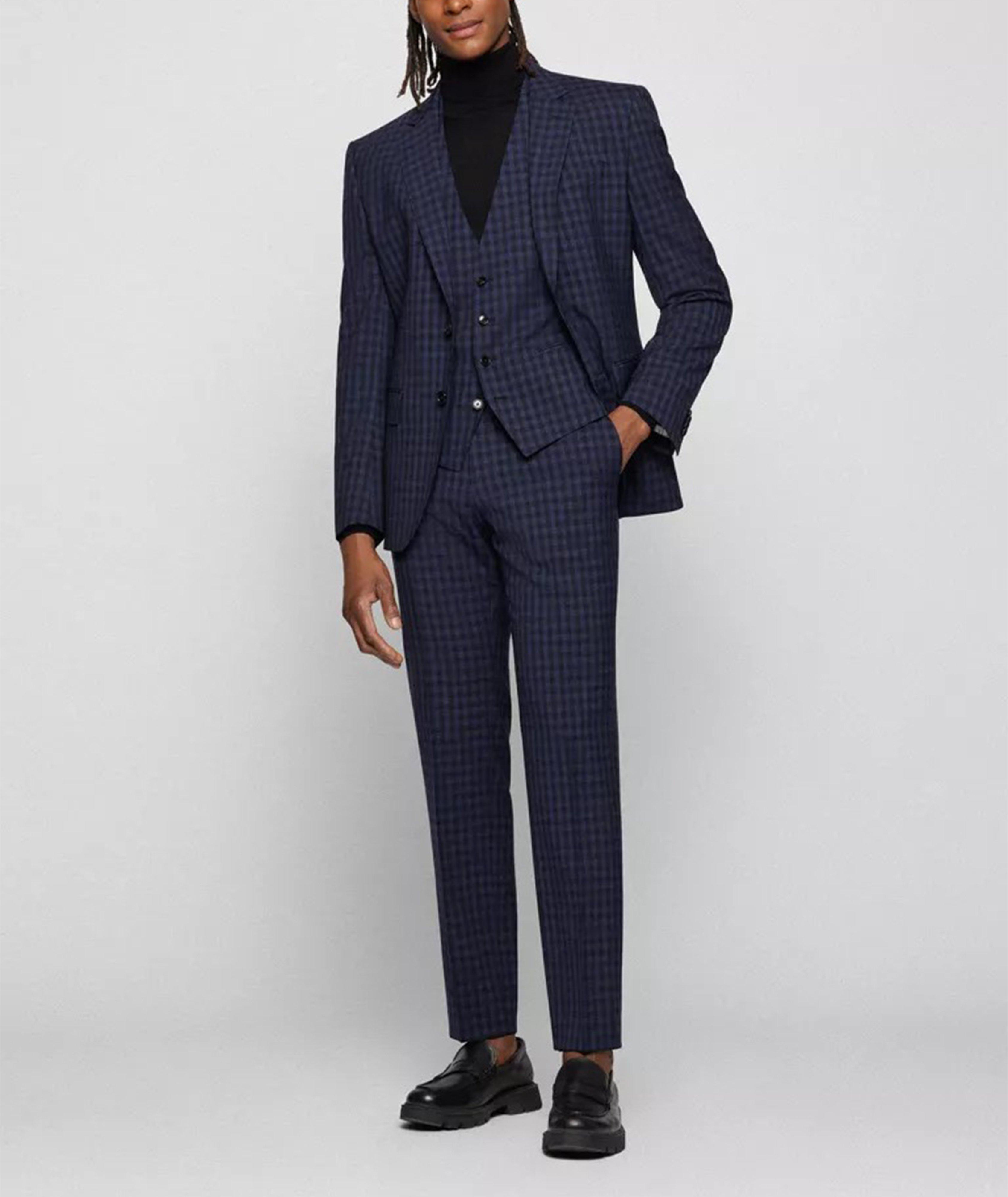 Three-piece slim-fit suit in virgin wool