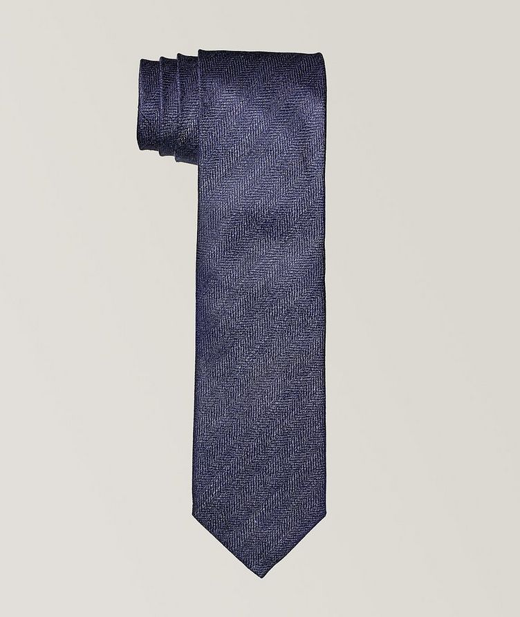 Herringbone Pattern Silk-Linen Tie image 0