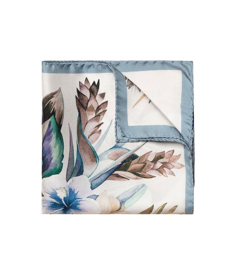 Floral Printed Silk Pocket Square image 1