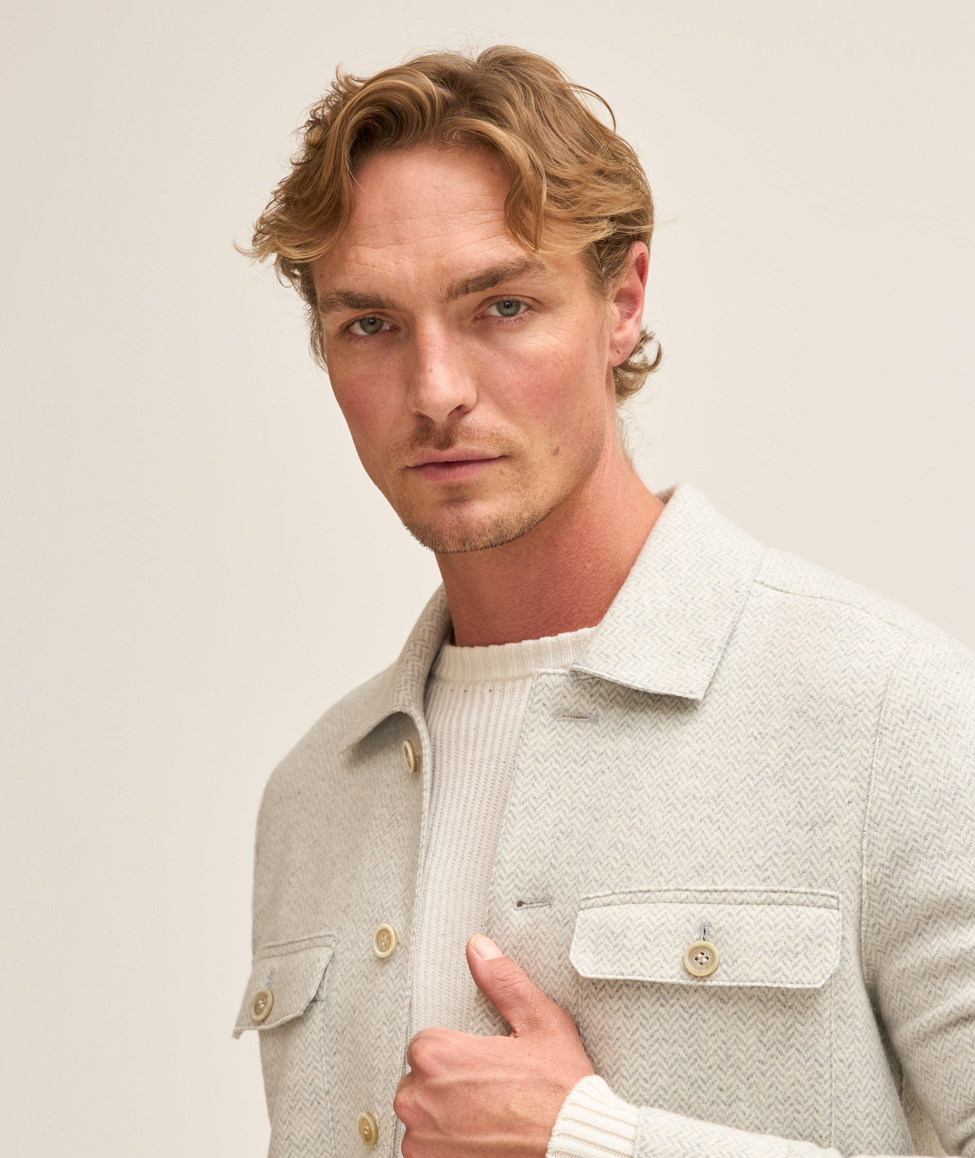 Wool-Blend Herringbone Shacket image 3