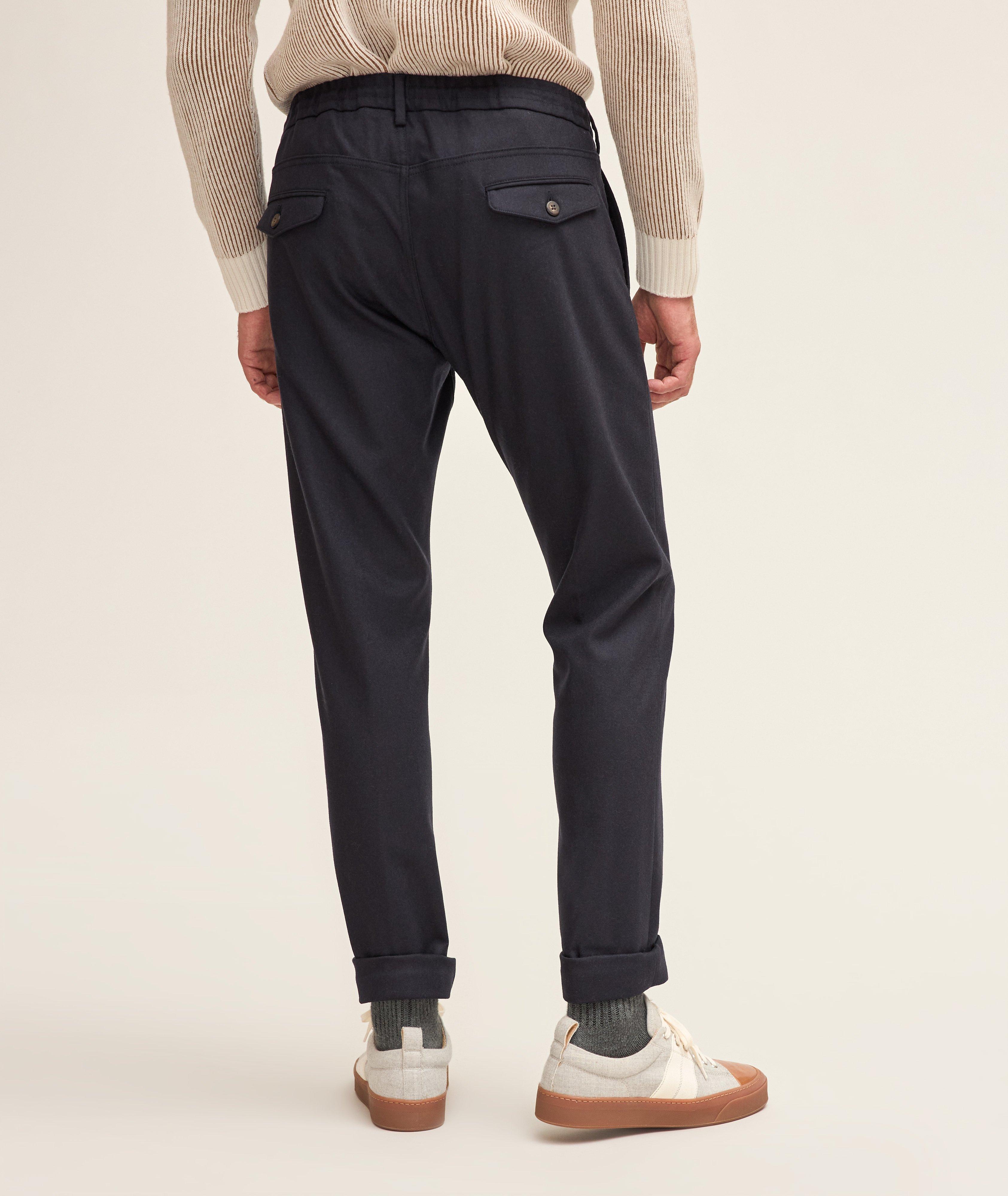 Pleated Drawstring Wool-Blend Flannel Pants image 3