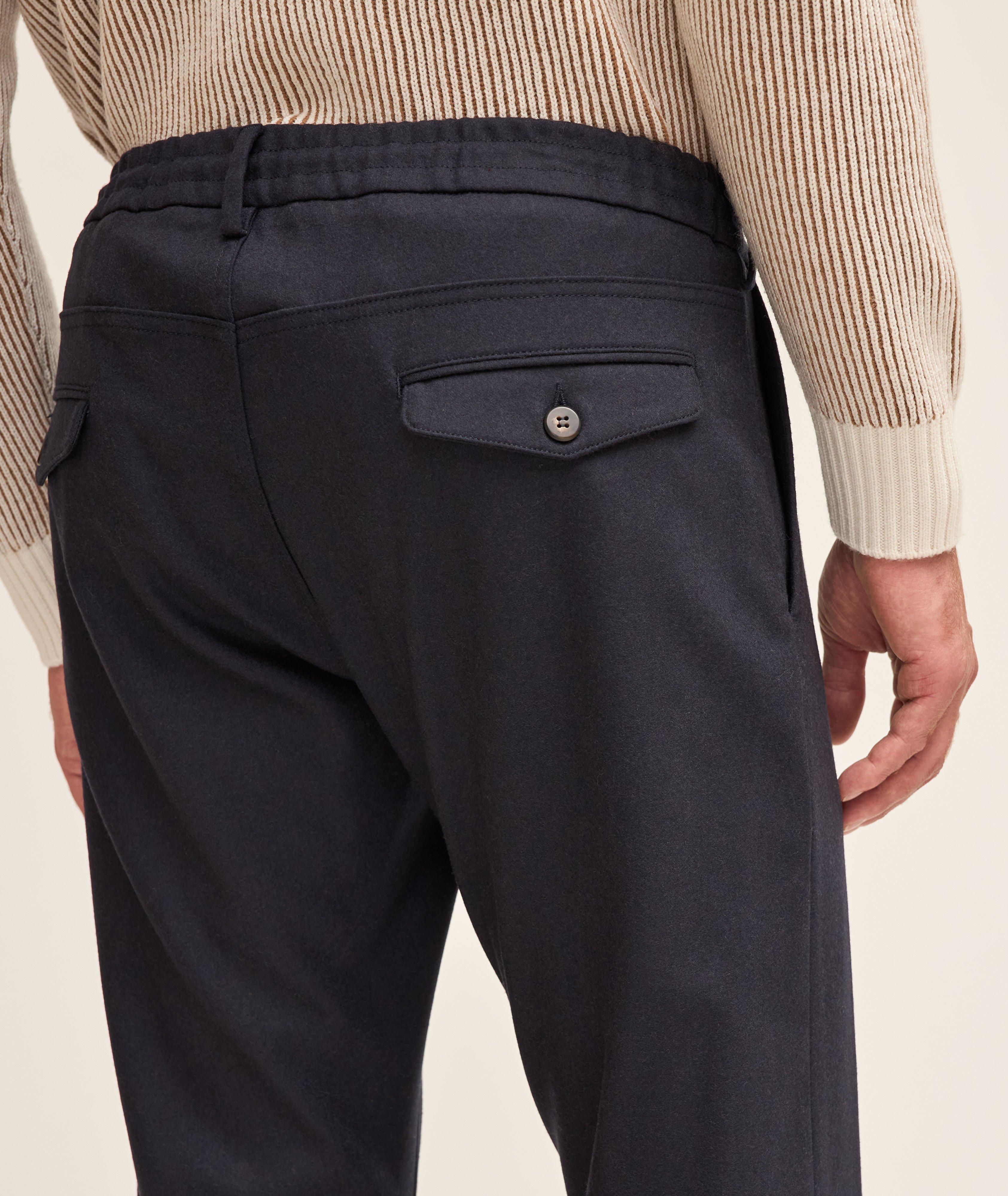 Pleated Drawstring Wool-Blend Flannel Pants image 5