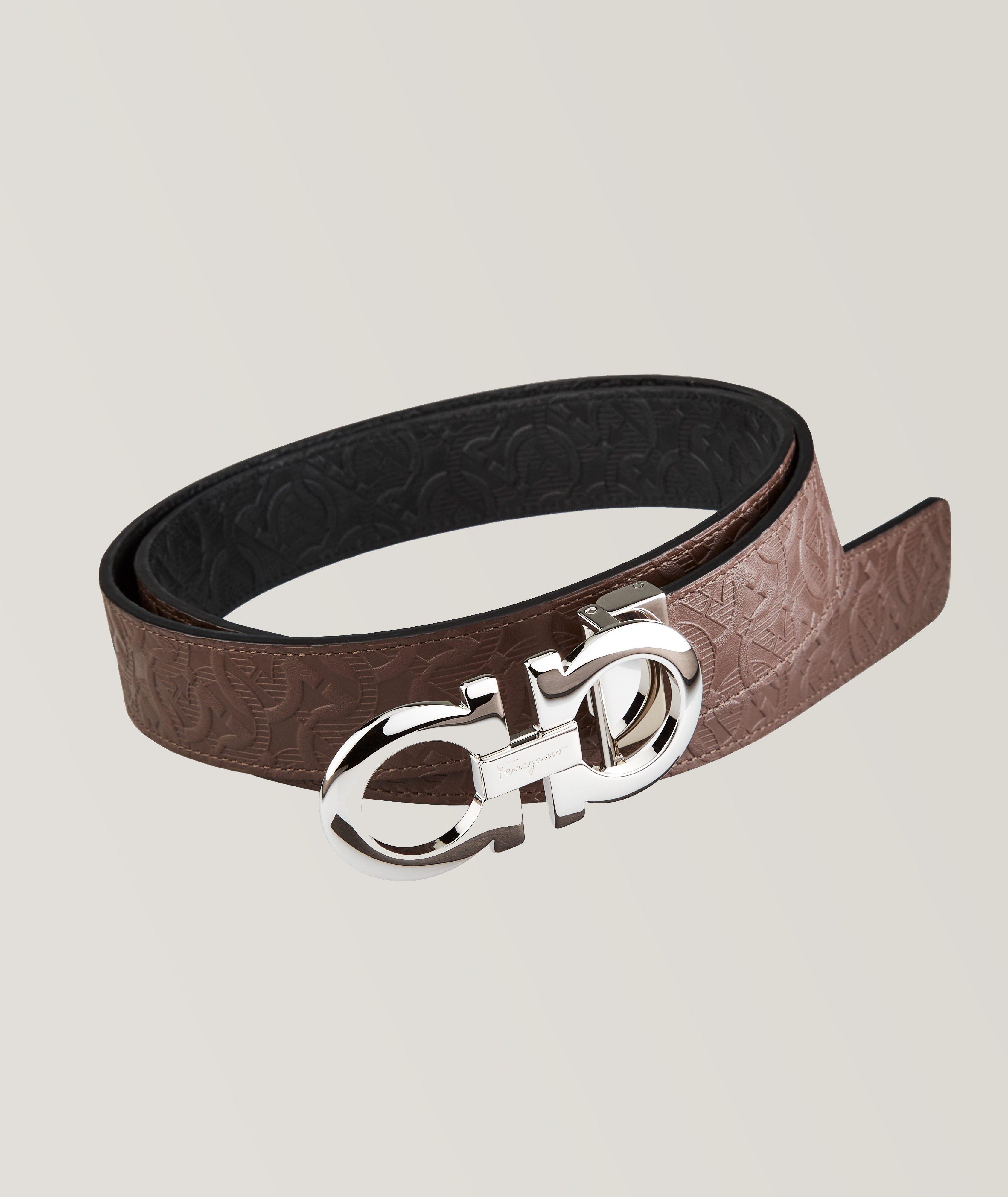 Ferragamo Men's Reversible Double-Gancini Leather Belt