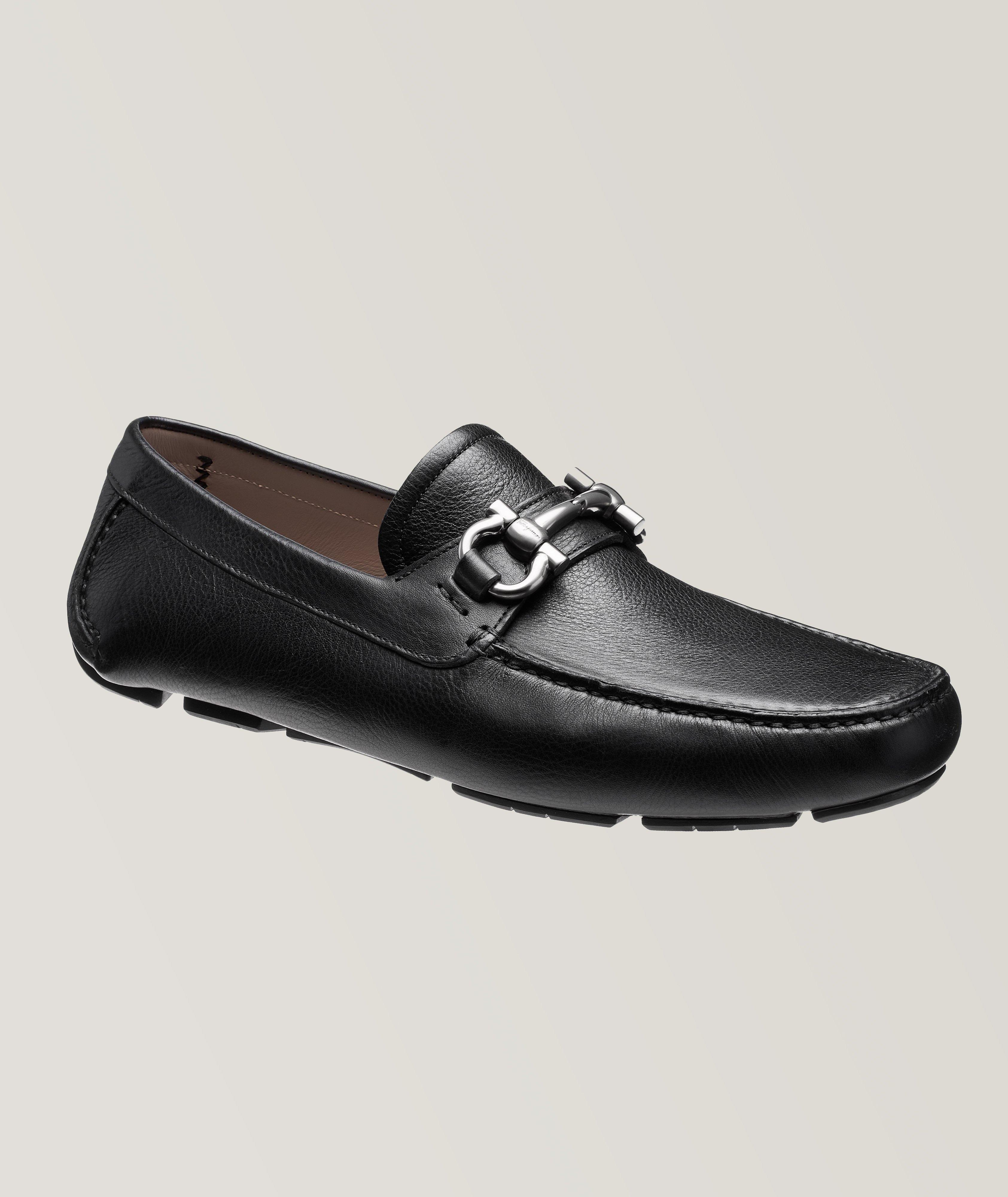 MEN SALVATORE FERRAGAMO BLACK LEATHER DRIVER SHOE