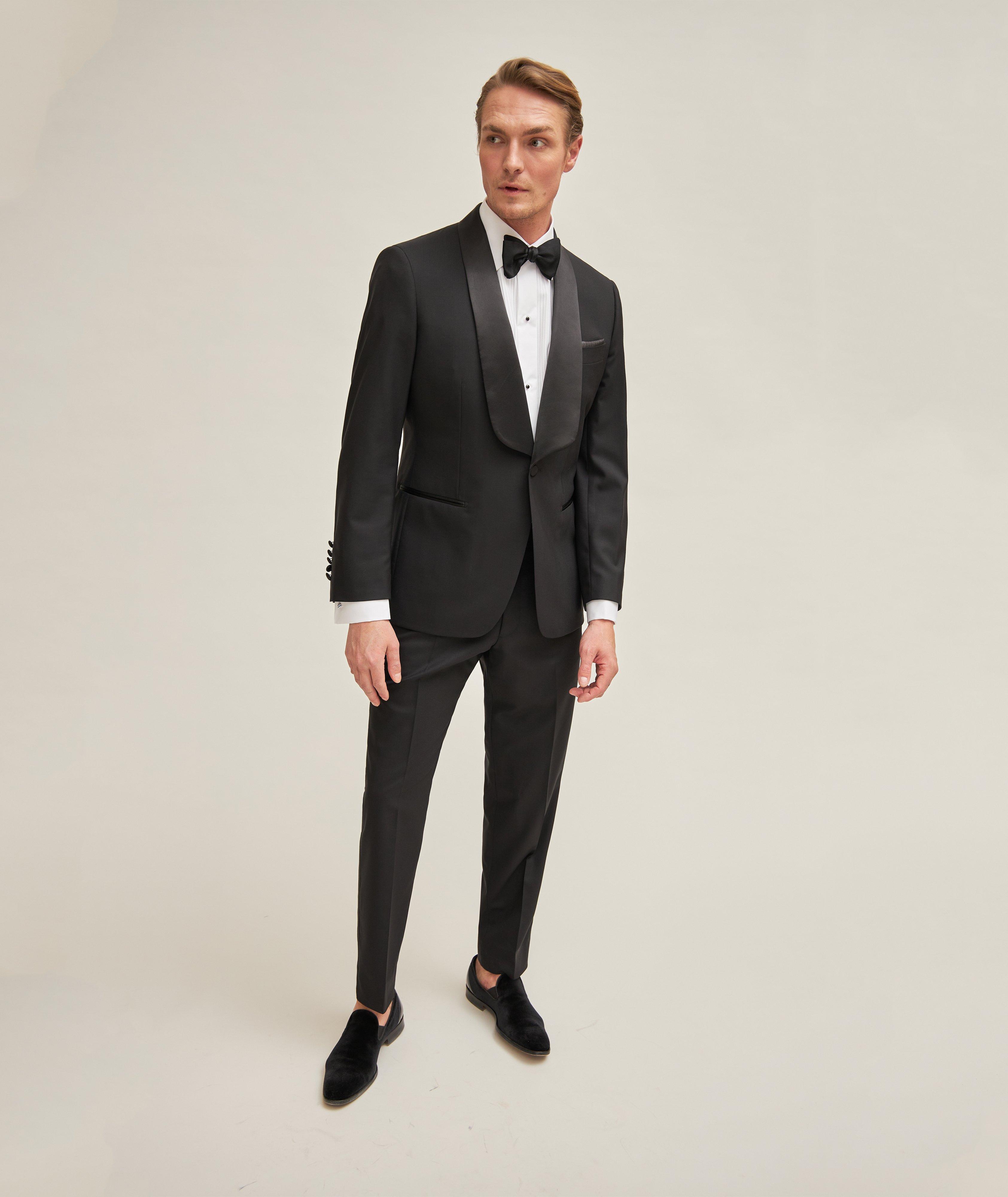 Midnight Black Slim Fit Tuxedo Pant (Velvet Stripe)