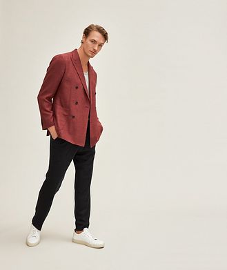 Harold Double Breasted Textured Wool Unconstructed Sports Jacket