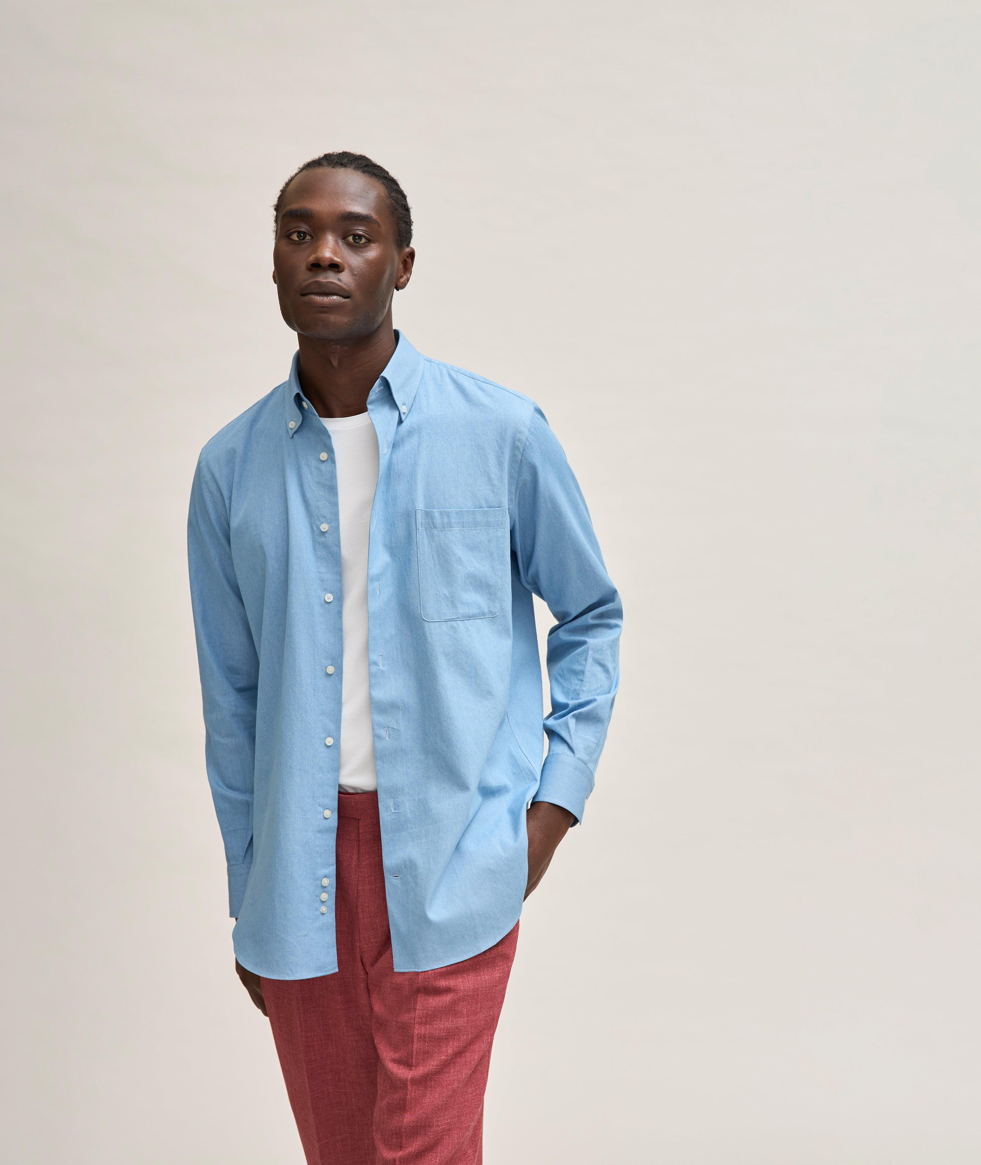 Denim linen hot sale shirt