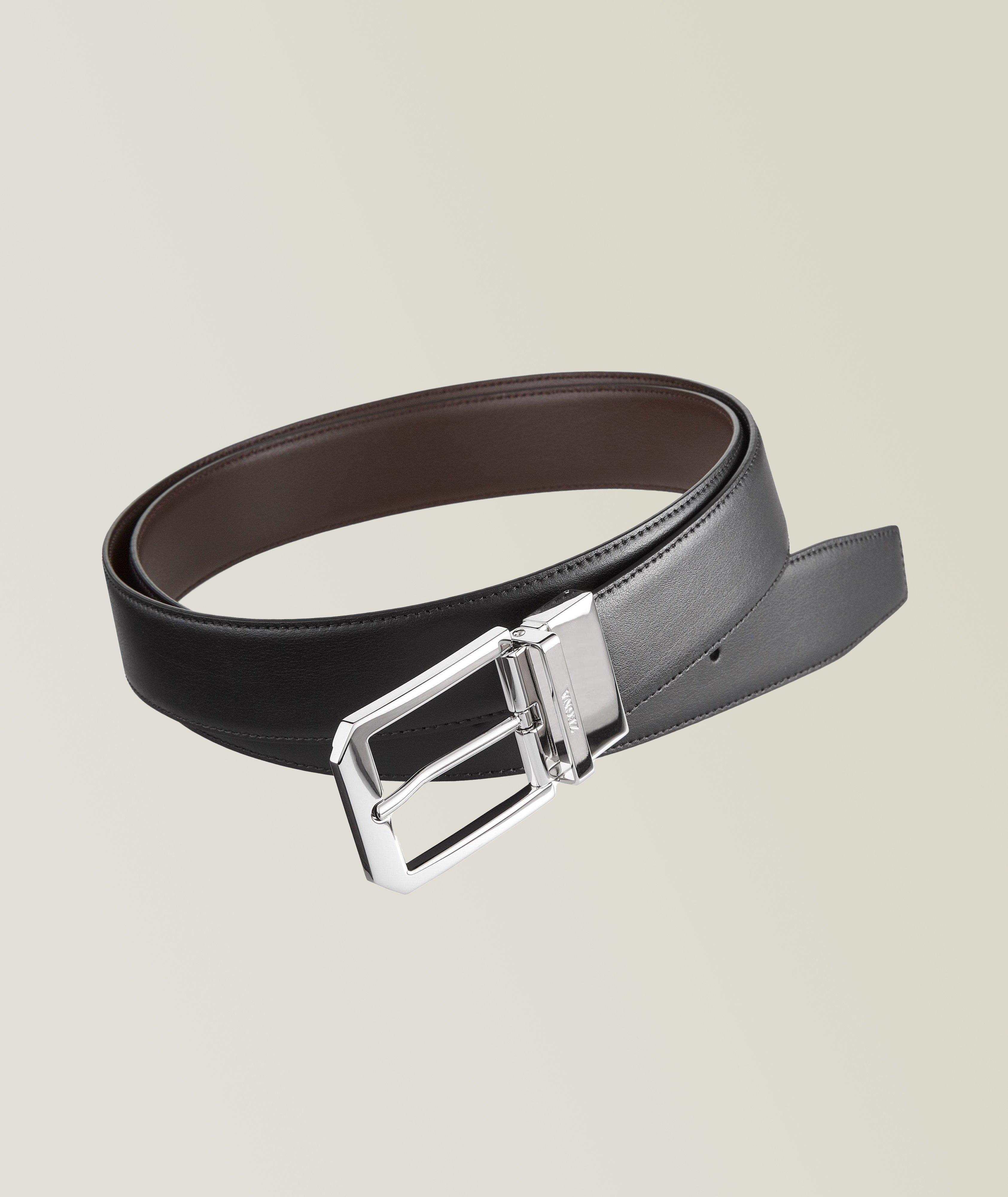 Zegna Reversible Leather Buckle Belt, Belts