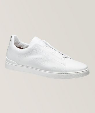 ZEGNA Triple Stitch Leather Slip-On Sneakers