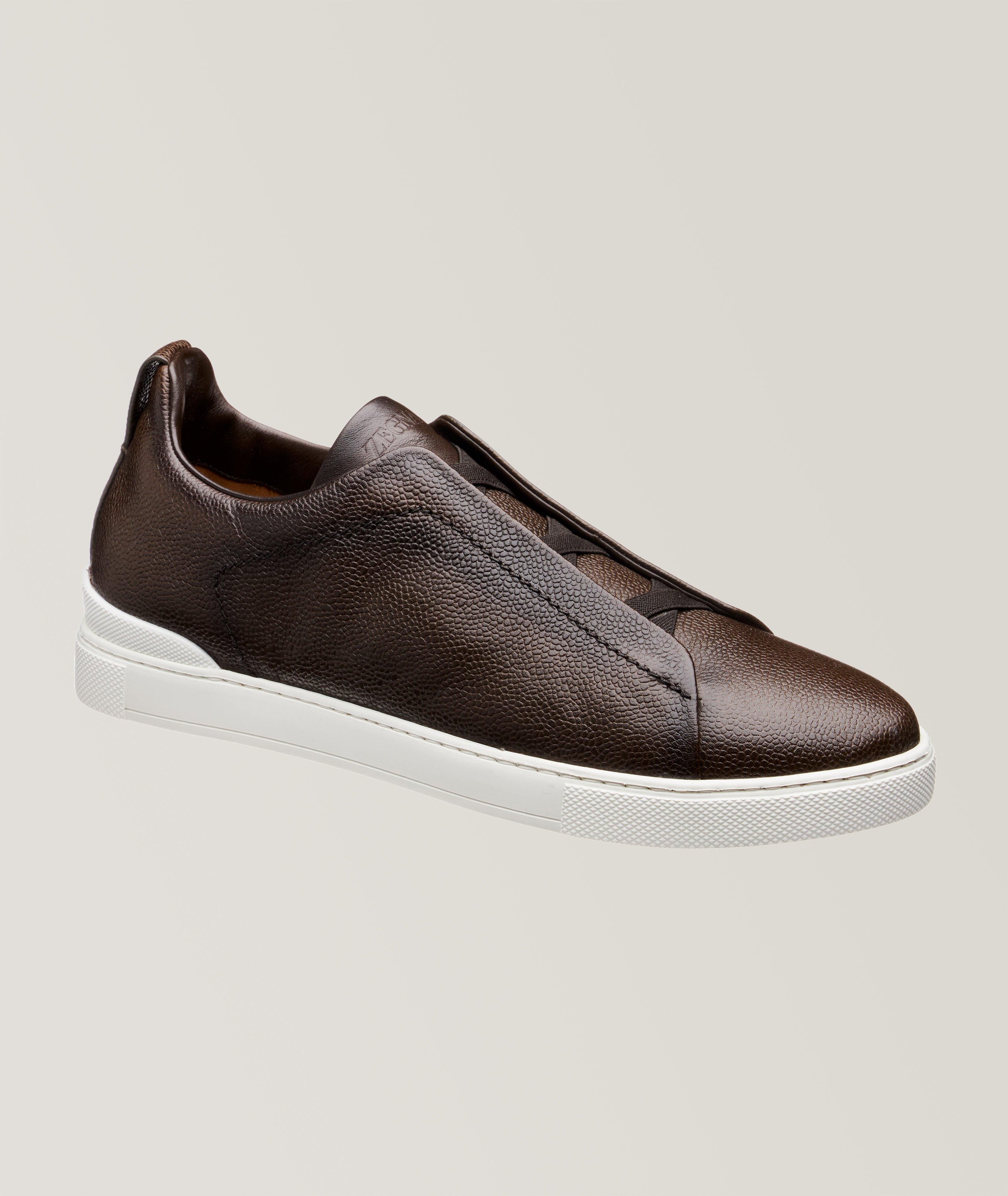 Zegna Triple Stitch Pebbled Leather Slip-On Sneakers | Sneakers | Harry ...