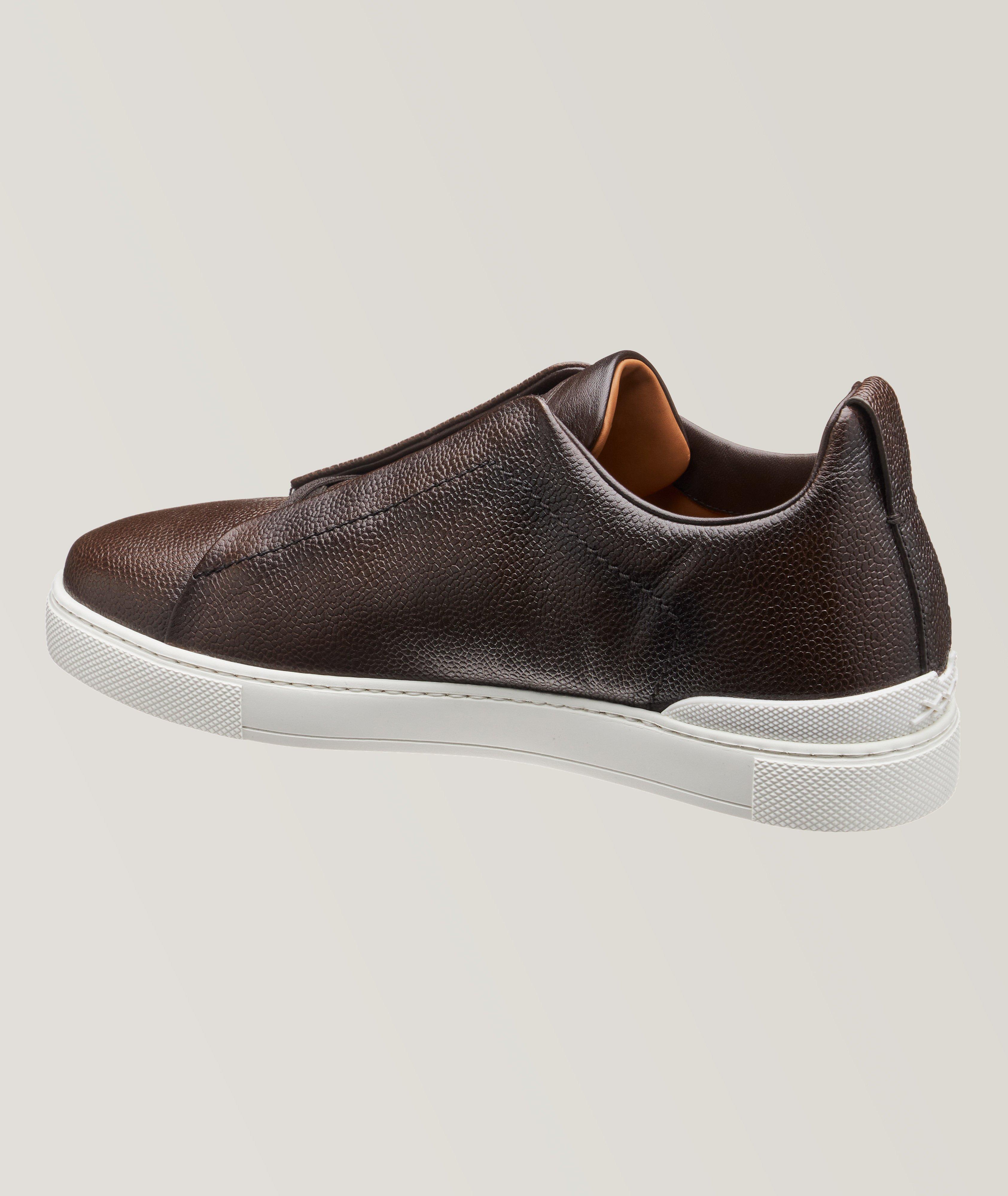 Triple Stitch Pebbled Leather Slip-On Sneakers image 1