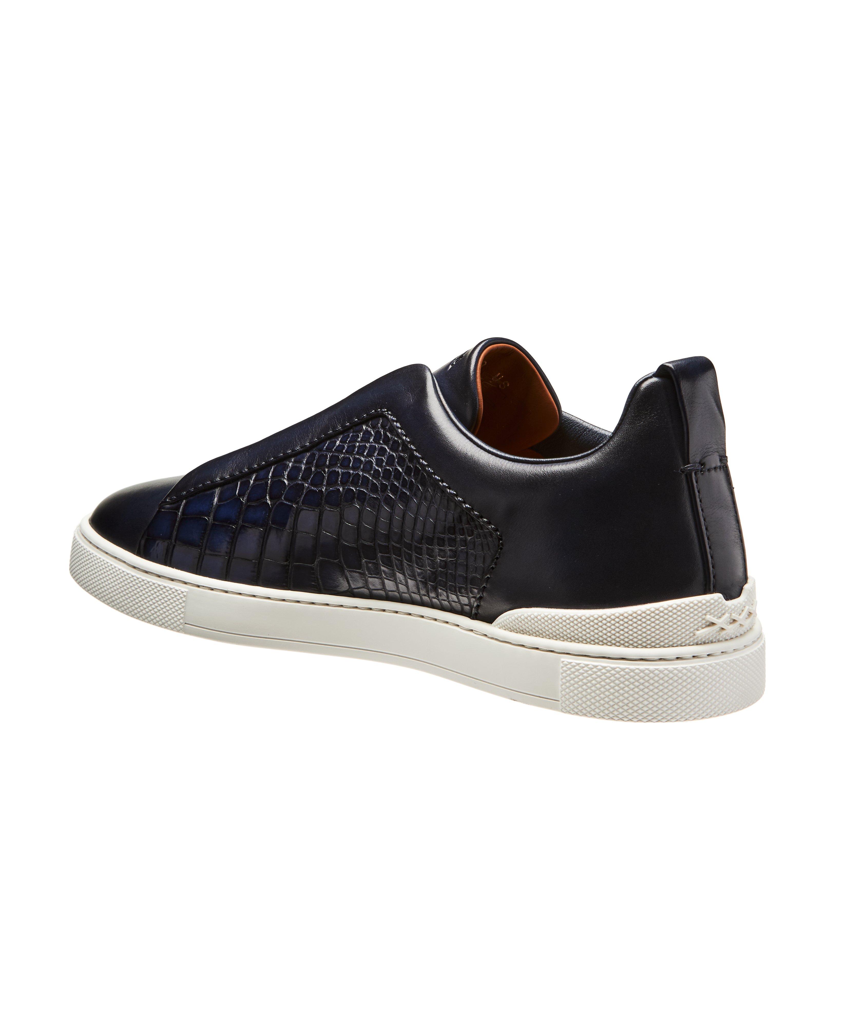 Burnished Alligator Leather Triple Stitch Sneakers image 1