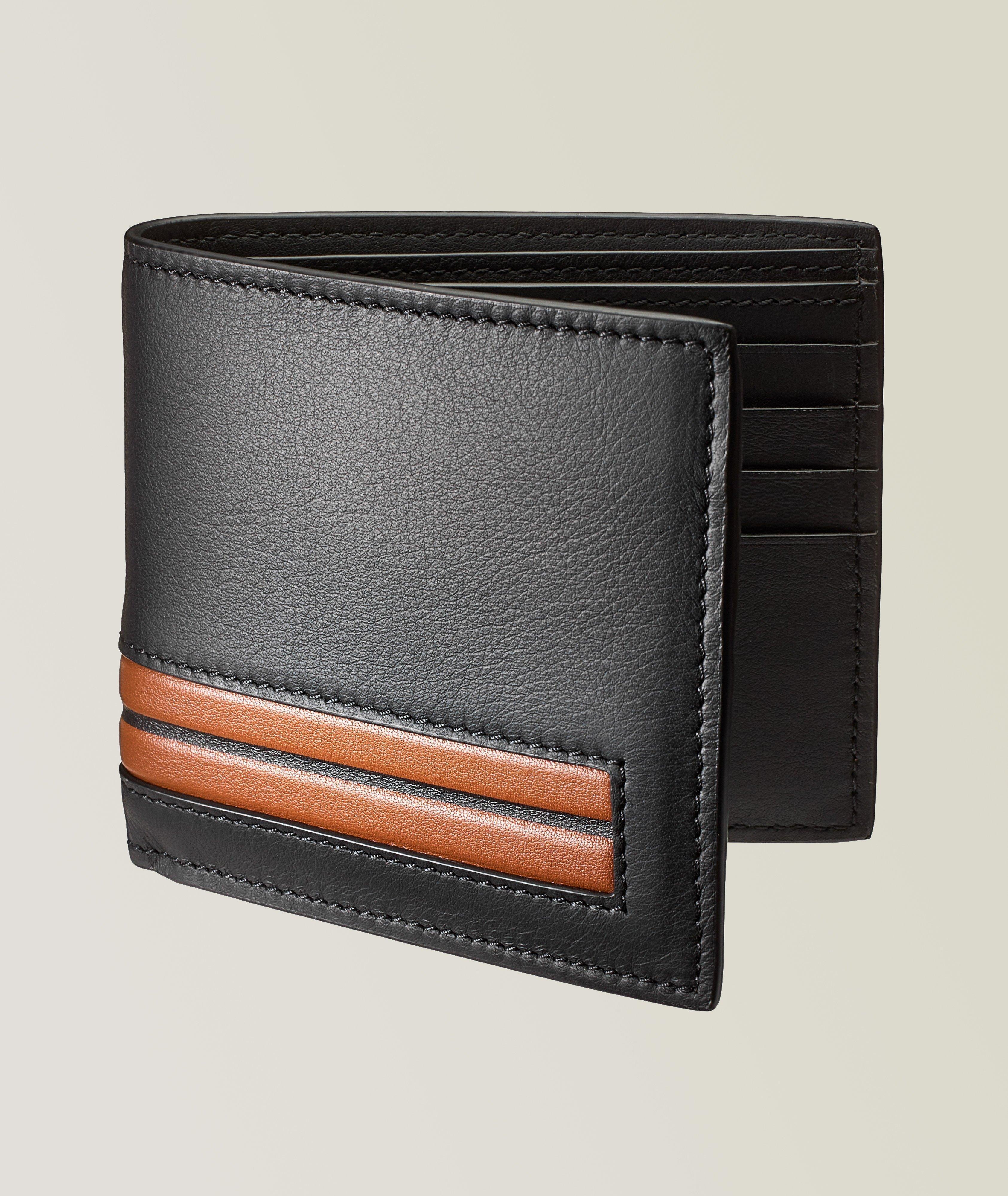 Contrast Band Calfskin Leather Bifold Wallet image 0
