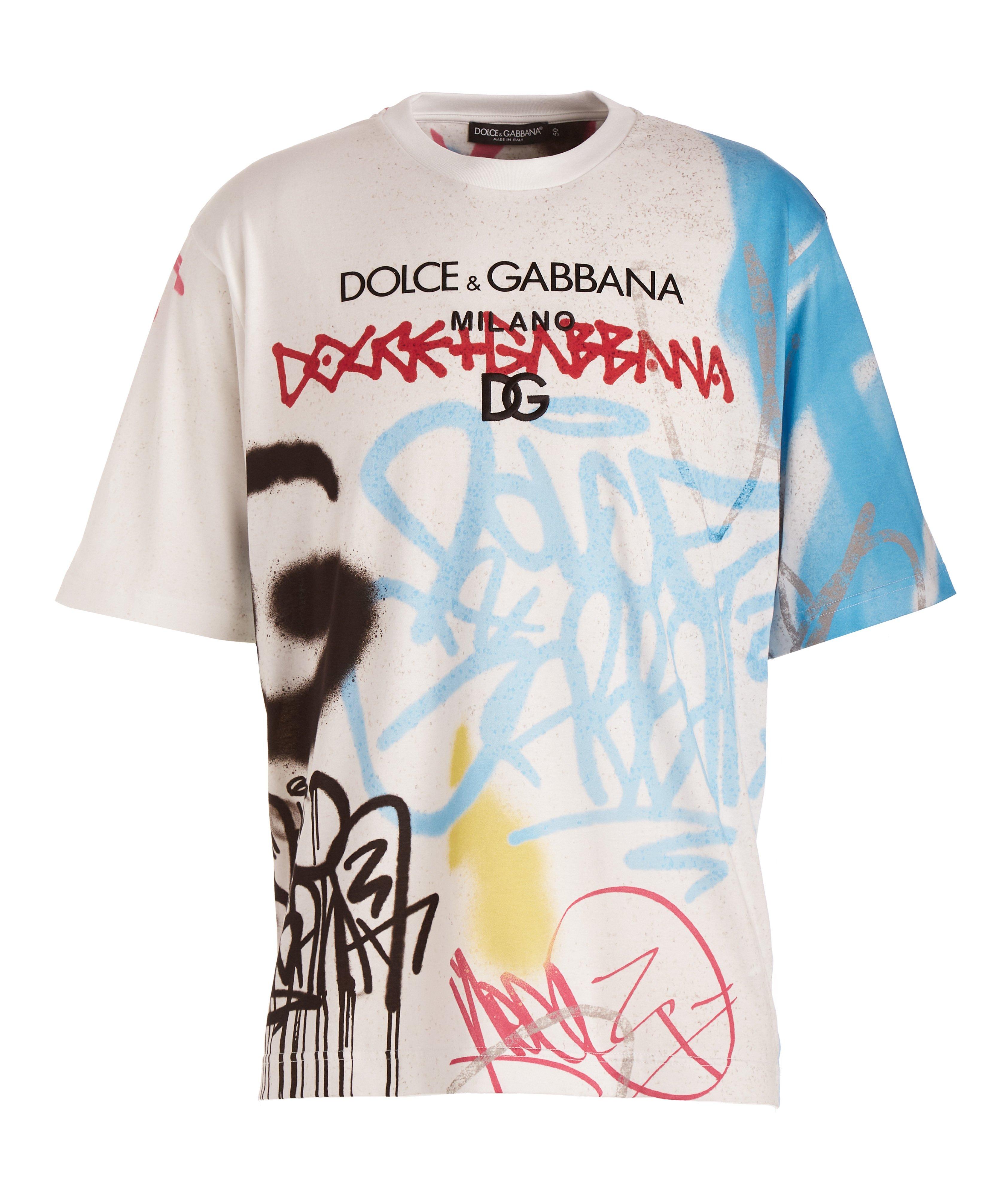 Spray-Paint Graffiti Print Cotton T-Shirt image 0