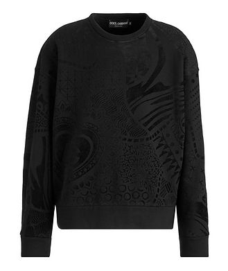 Dolce & Gabbana Flocked Patterned Logo Embossed Stretch-Cotton Sweater