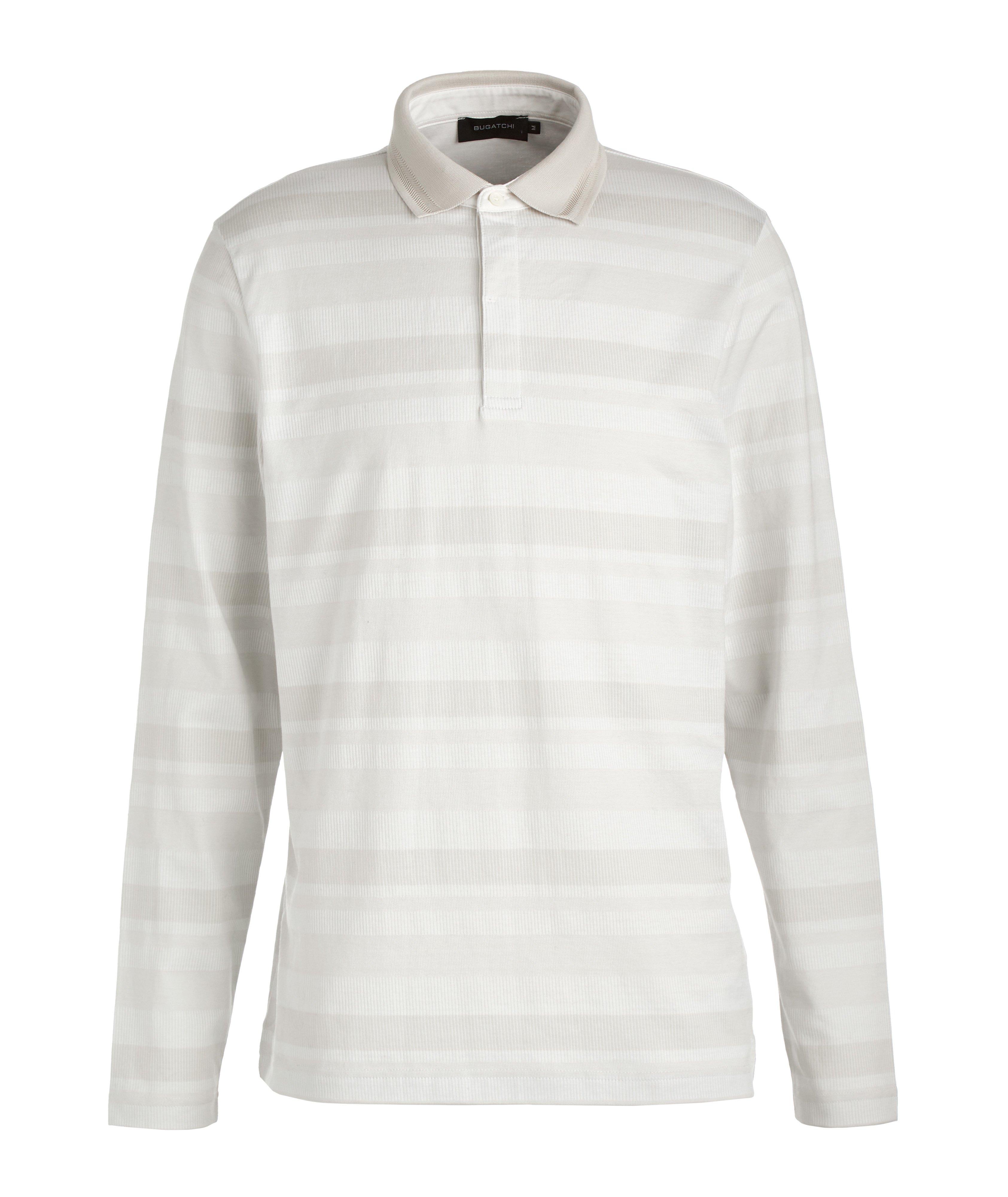 Long-Sleeve Chevron Stripe Pattern Cotton Polo  image 0