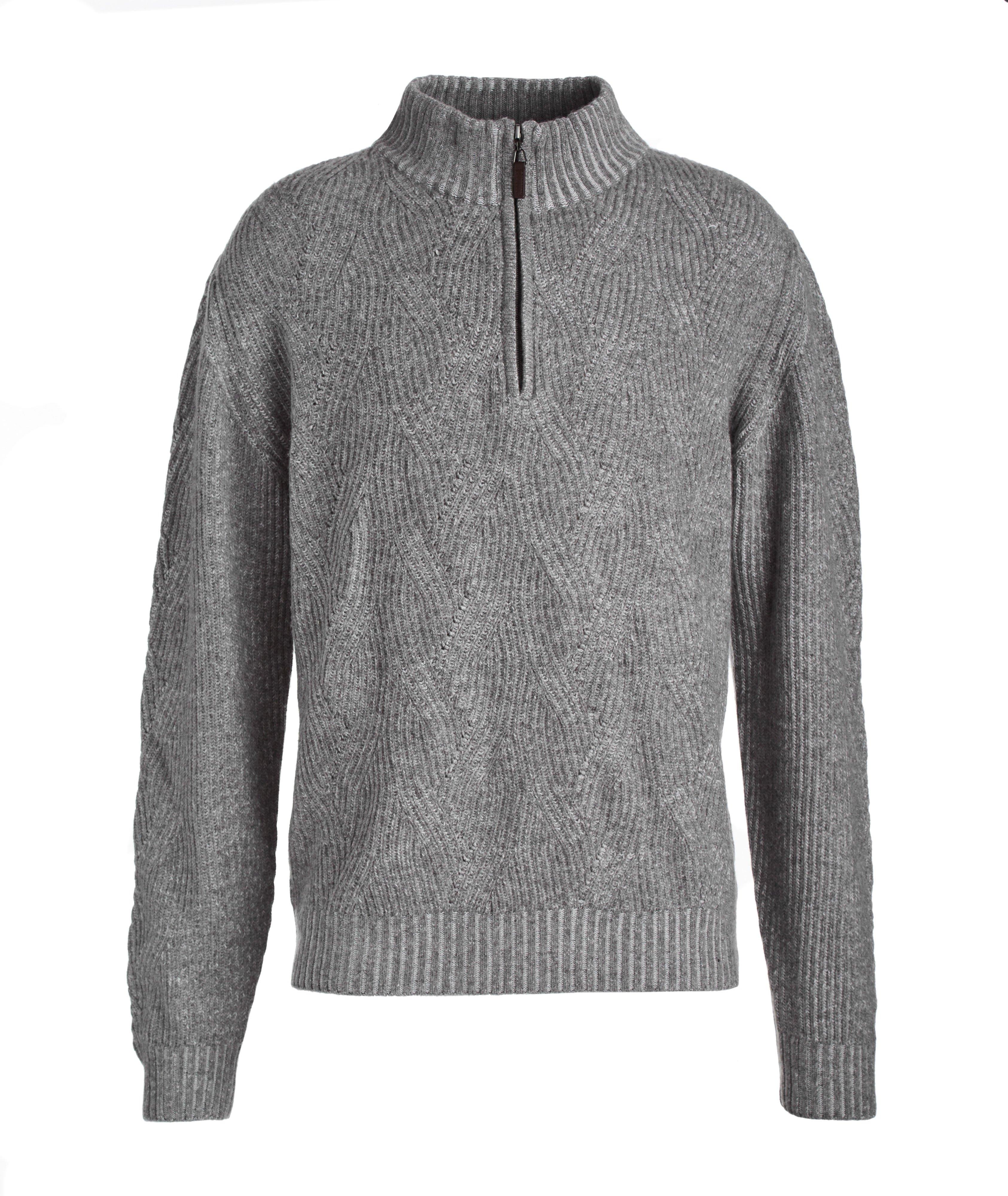 Cable-Knit Jacquard Quarter-Zip Sweater image 0