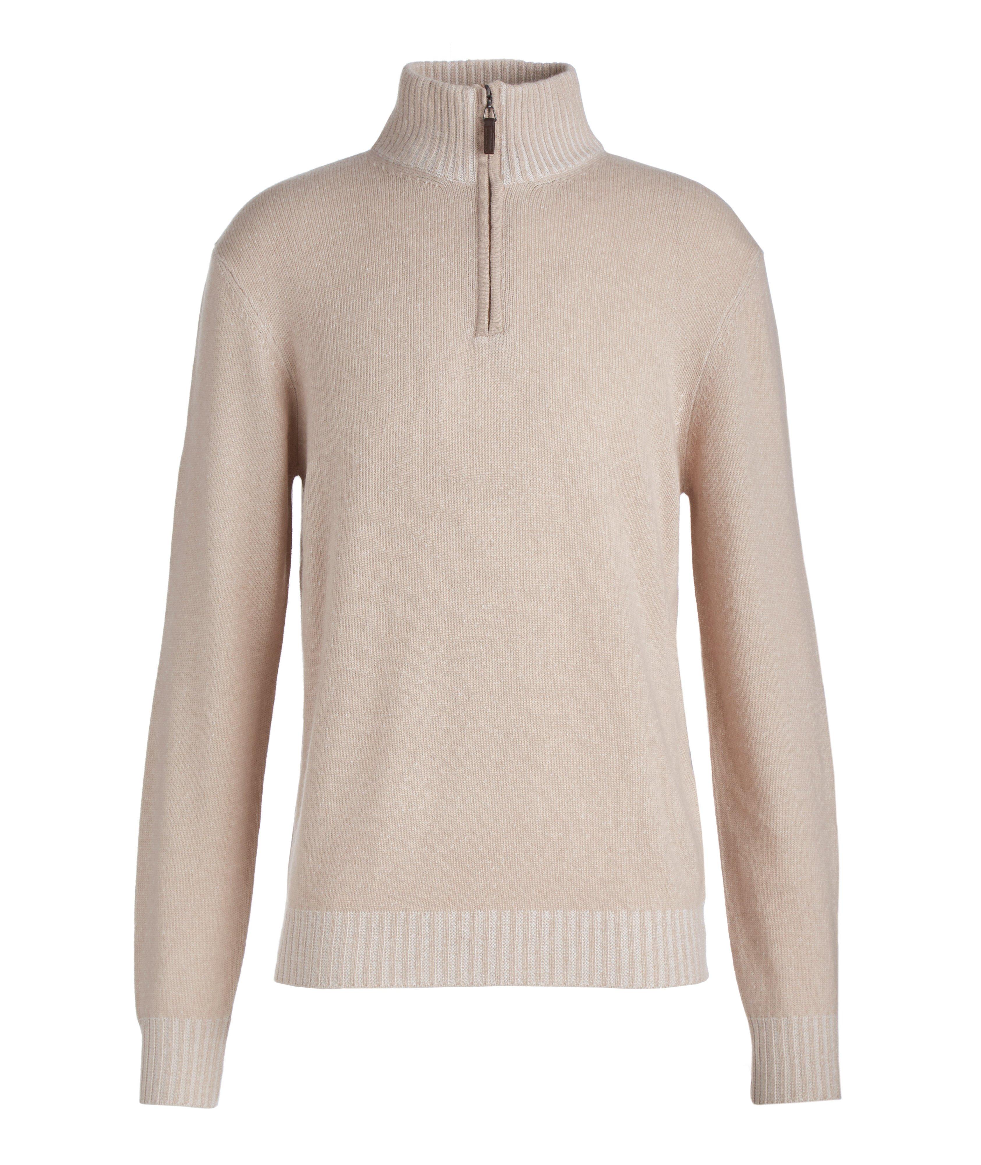 Quarter-Zip Mock Neck Wool-Blend Sweater image 0