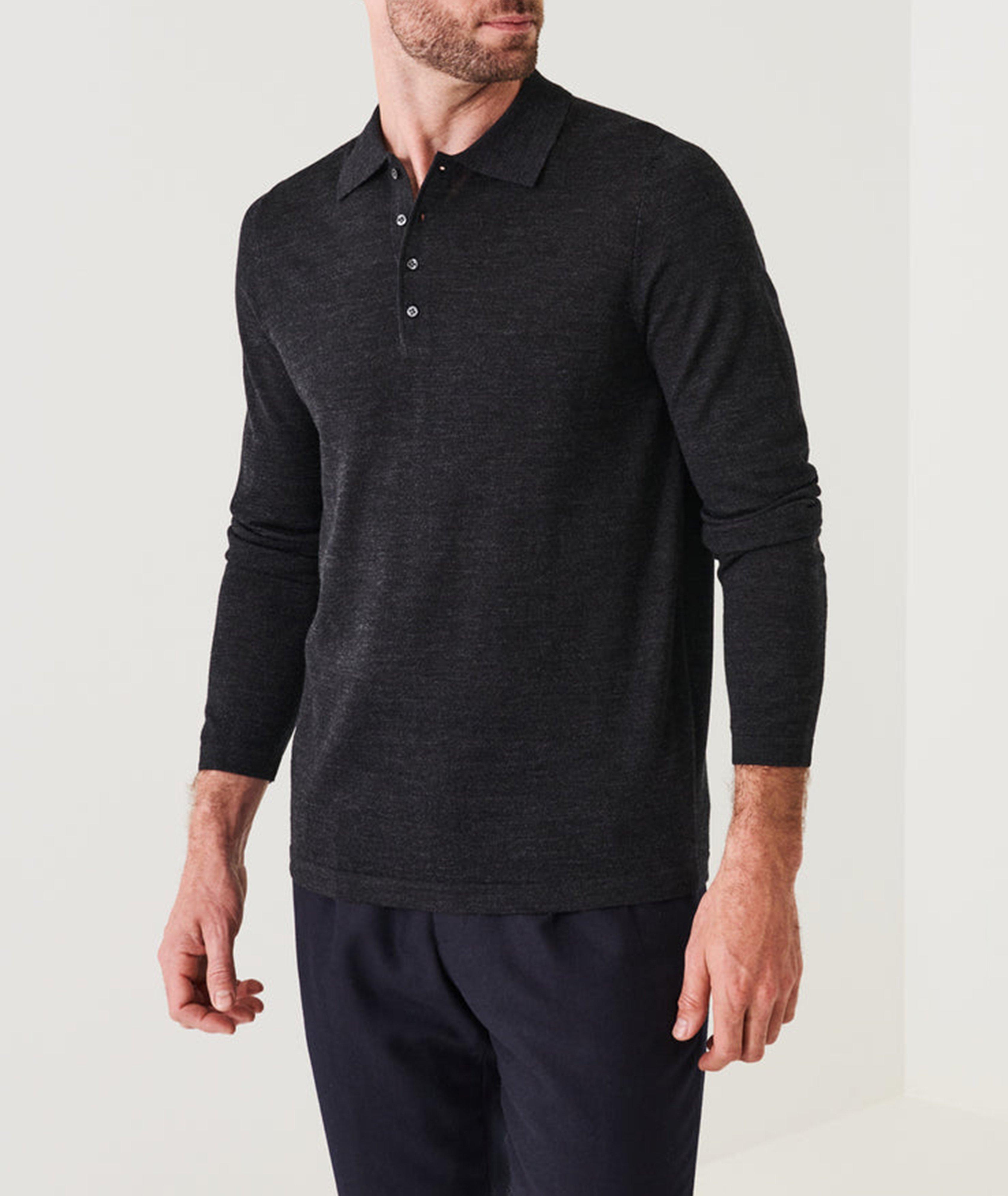 Long-Sleeve Merino Wool Polo image 1