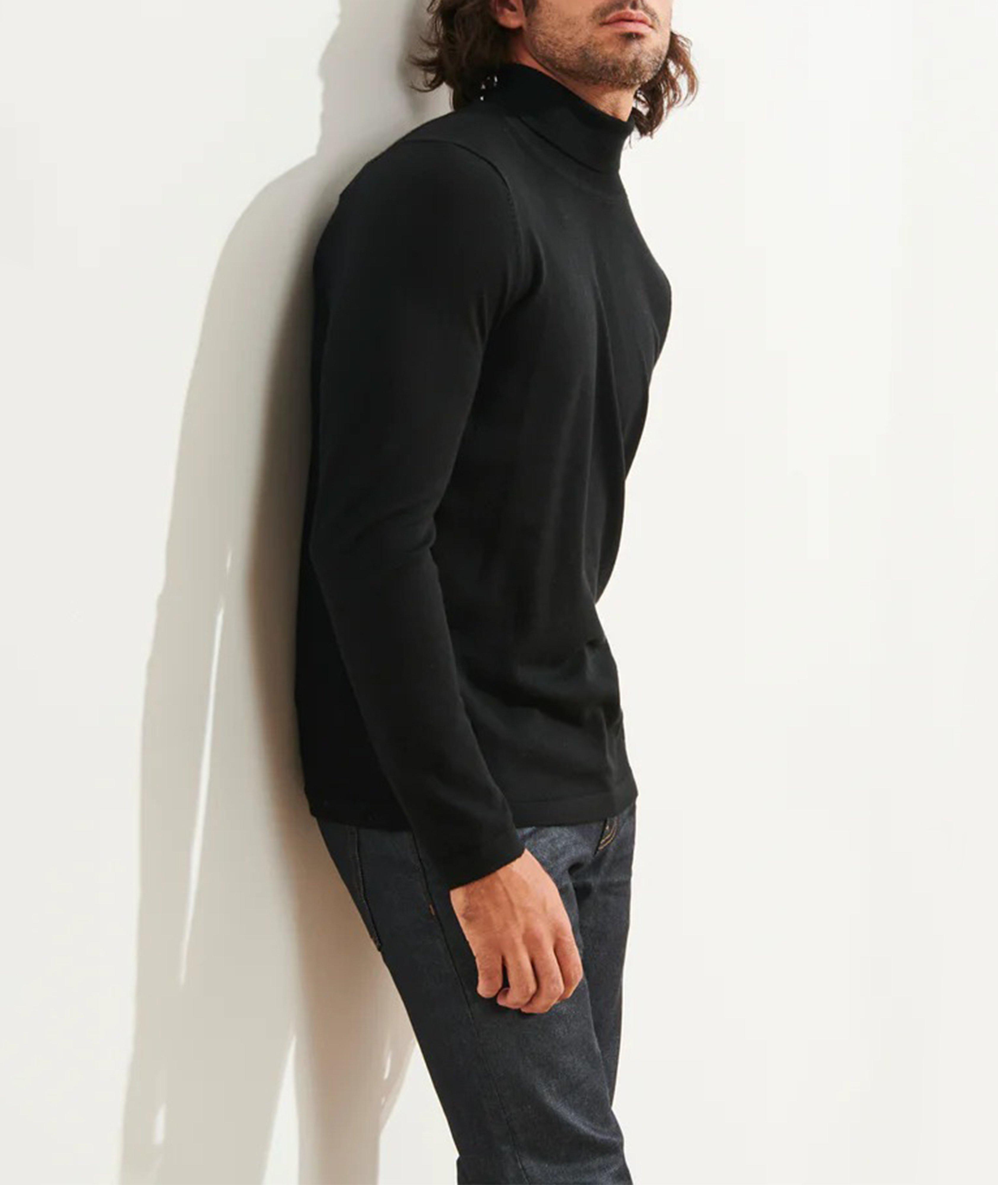 Black Extra Fine Merino Wool Turtle Neck Jumper