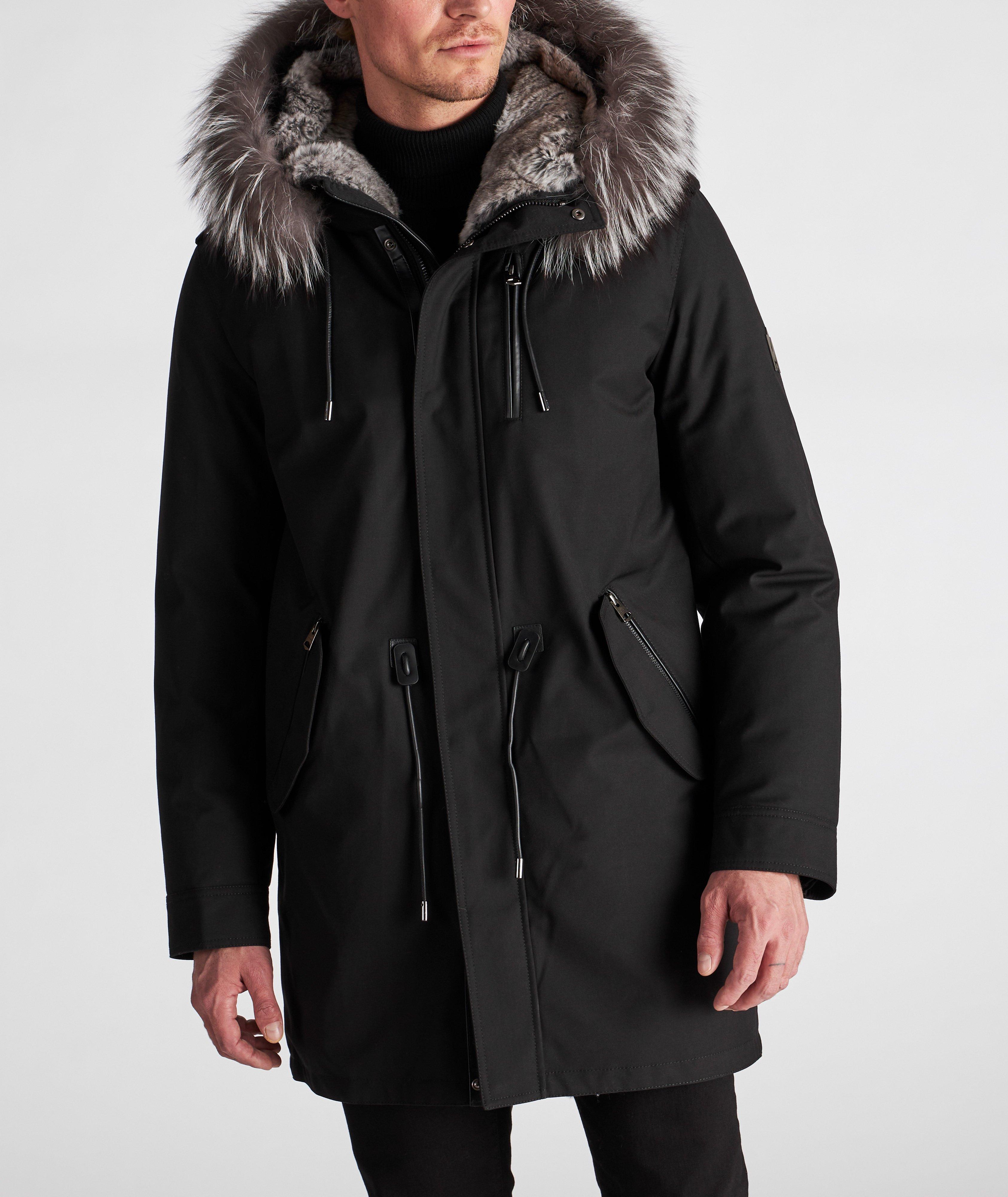 Real Fur Lined Parka Jacket With Fur Trim