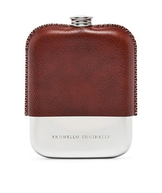 Brunello Cucinelli Leather Stainless Steel Flask