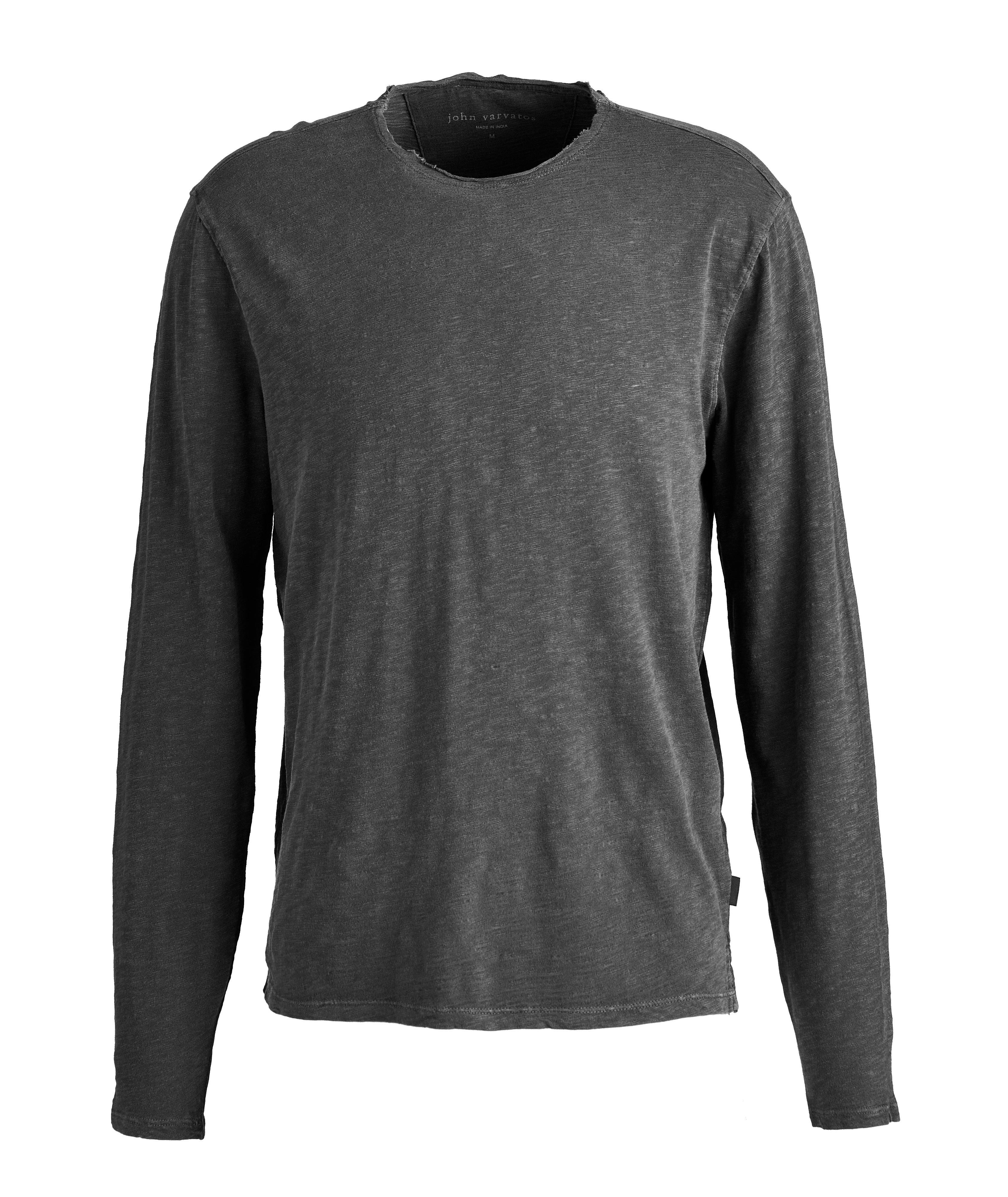 Raw Edge Garment Dyed Slub Cotton Crew Neck Sweater image 0